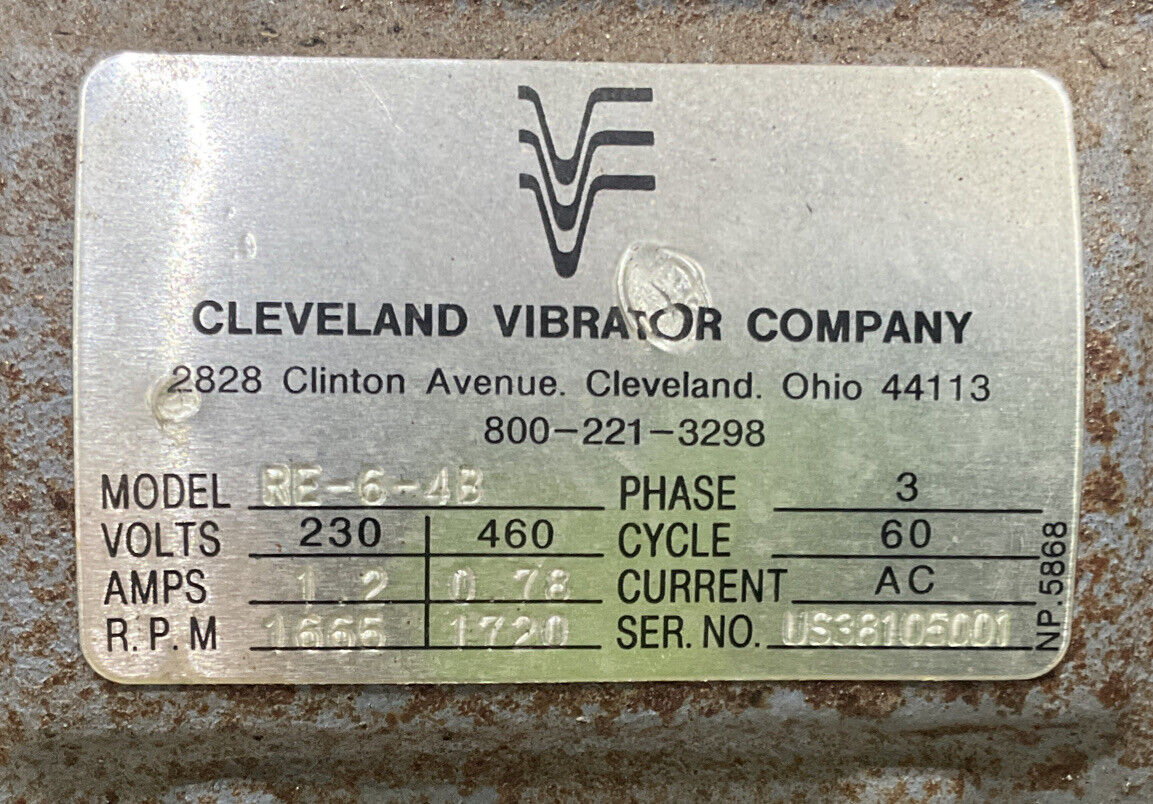 CLEVELAND VIBRATOR COMPANY RE-6-4B 230-460V VIBRATOR 876