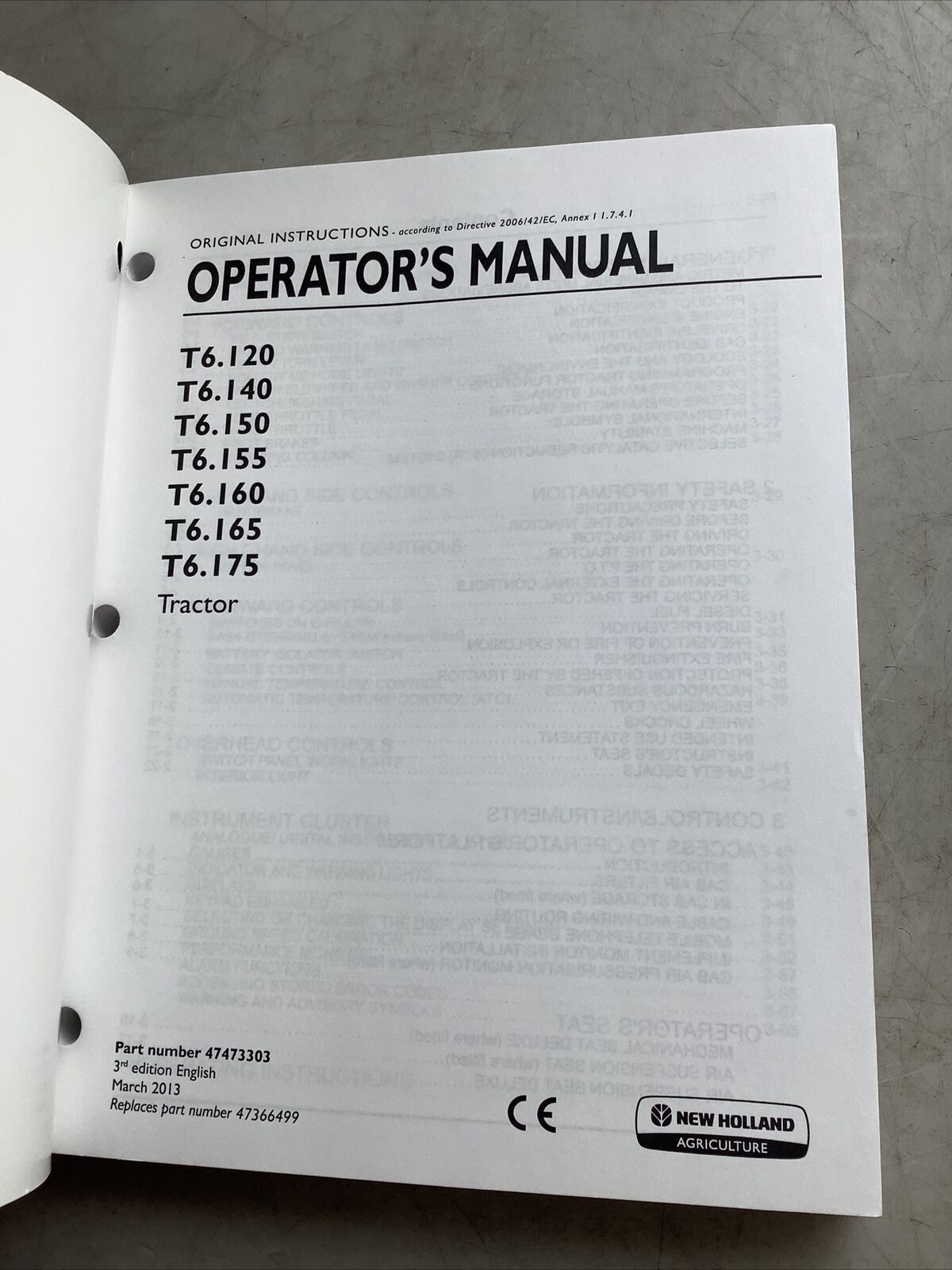 NEW HOLLAND 47473303 TRACTOR OPERATOR MANUAL B303