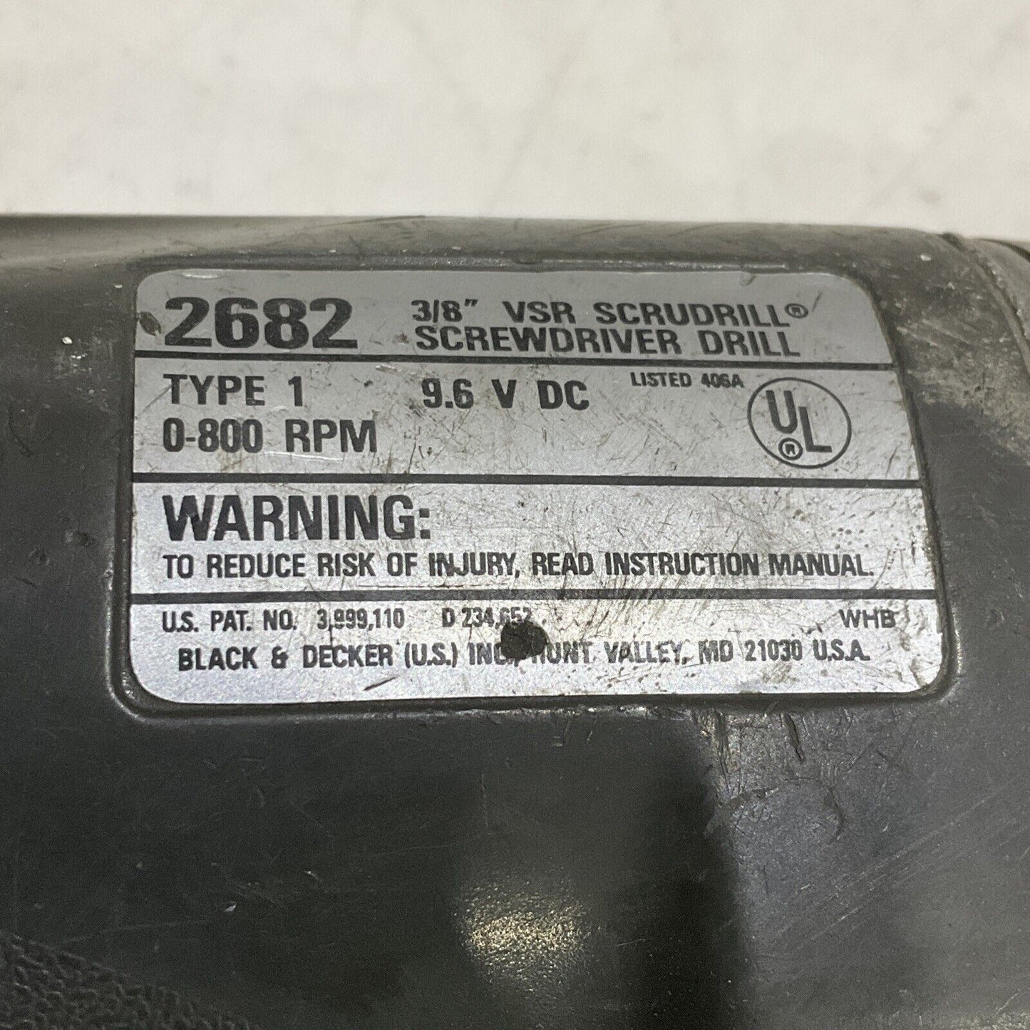 BLACK & DECKER 2683 VSR SCRUDRILL 3/8 SCREWDRIVER DRILL TYPE 1 9.6V 0-800RPM 373