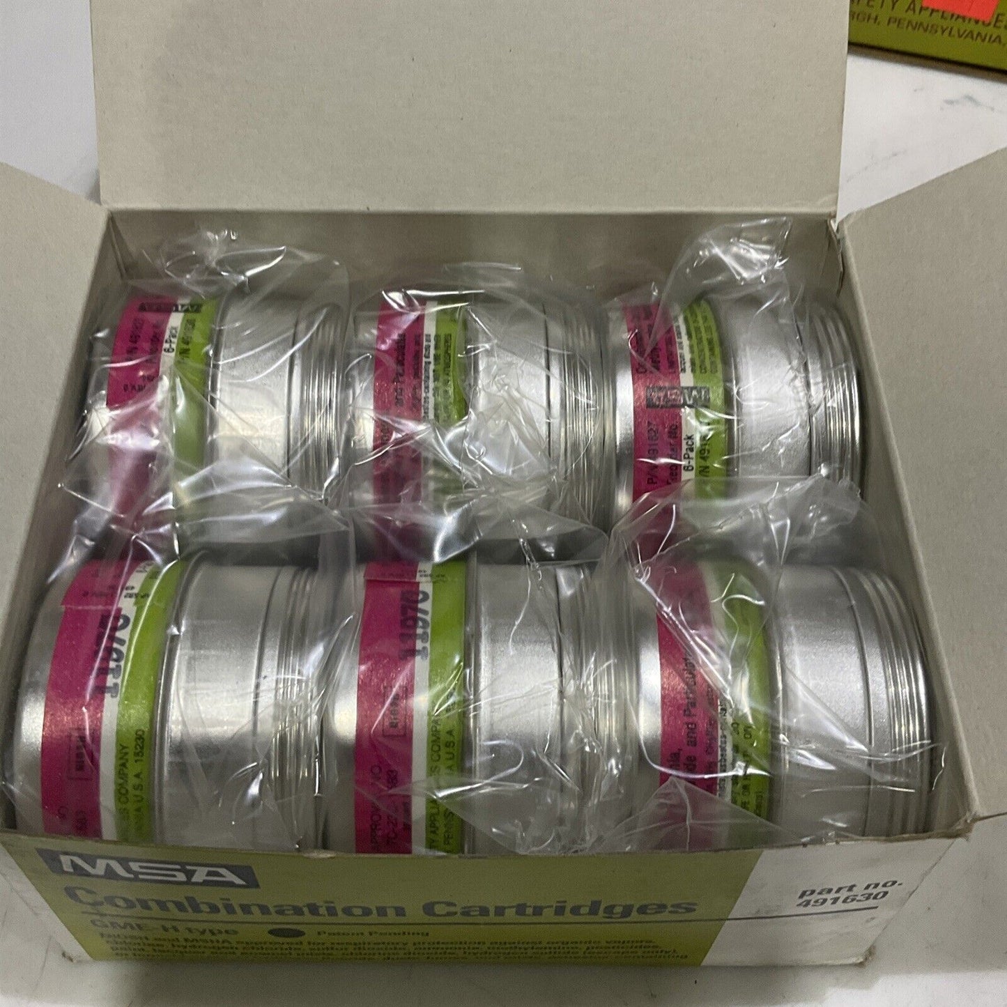 MSA GME-P100 815182 GME-H 491630 CHEMICAL COMBINATION CARTRIDGES LOT OF 12 373