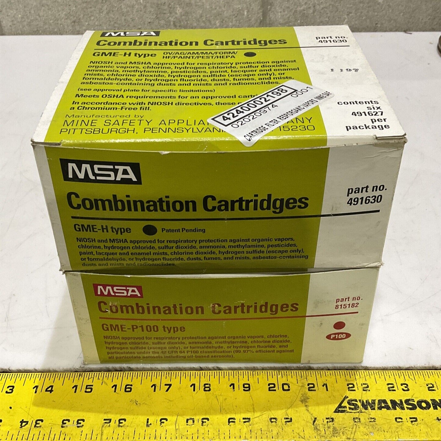 MSA GME-P100 815182 GME-H 491630 CHEMICAL COMBINATION CARTRIDGES LOT OF 12 373