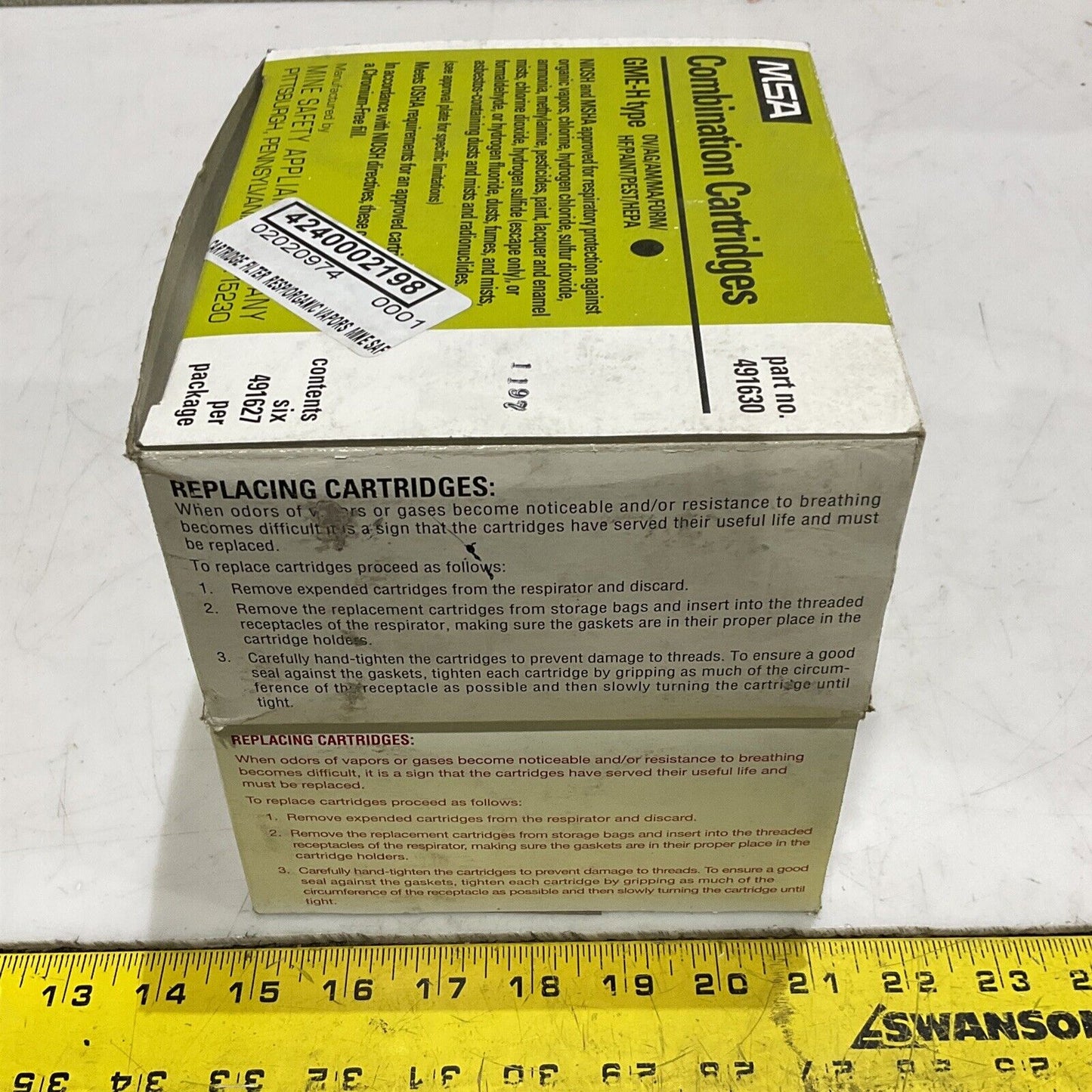 MSA GME-P100 815182 GME-H 491630 CHEMICAL COMBINATION CARTRIDGES LOT OF 12 373