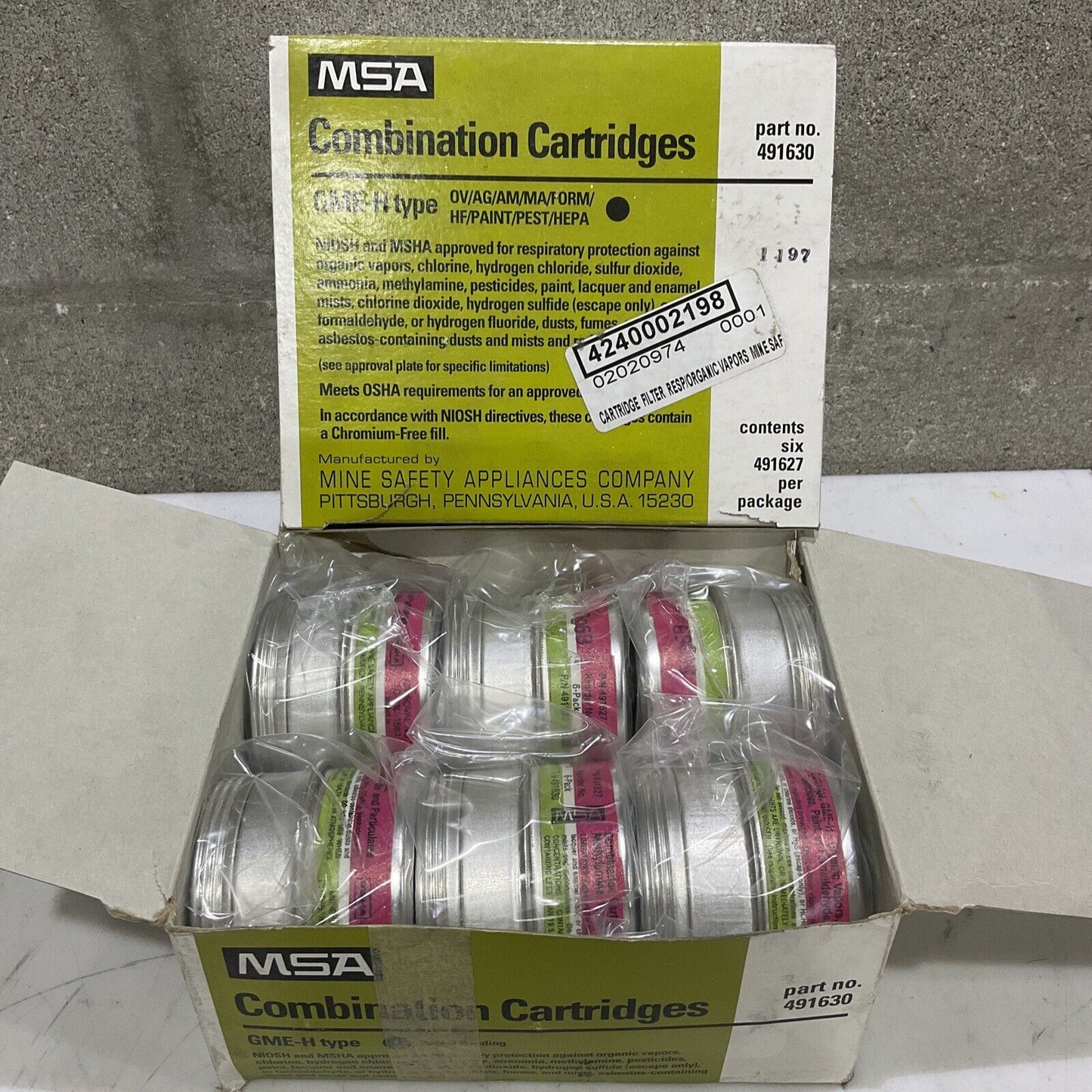 MSA GME-H 491630 COMFO & CHEMICAL COMBINATION CARTRIDGES LOT OF 12 373