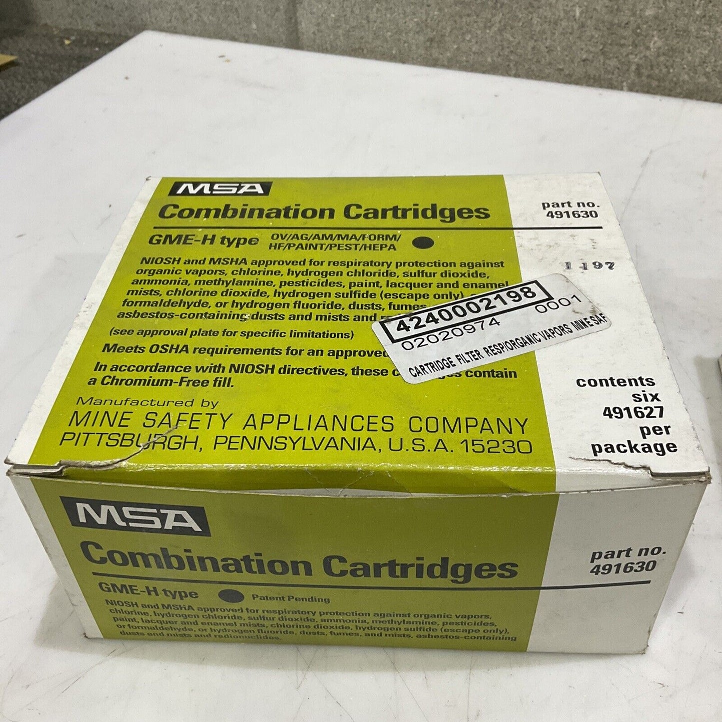 MSA GME-H 491630 COMFO & CHEMICAL COMBINATION CARTRIDGES LOT OF 12 373