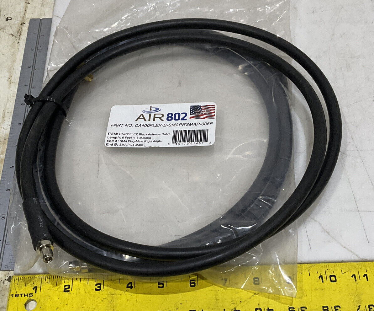 AIR 802 CA400FLEX-B-SMAPRSMAP-006F BLACK ANTENNA CABLE 6 FEET LOT OF 2 881