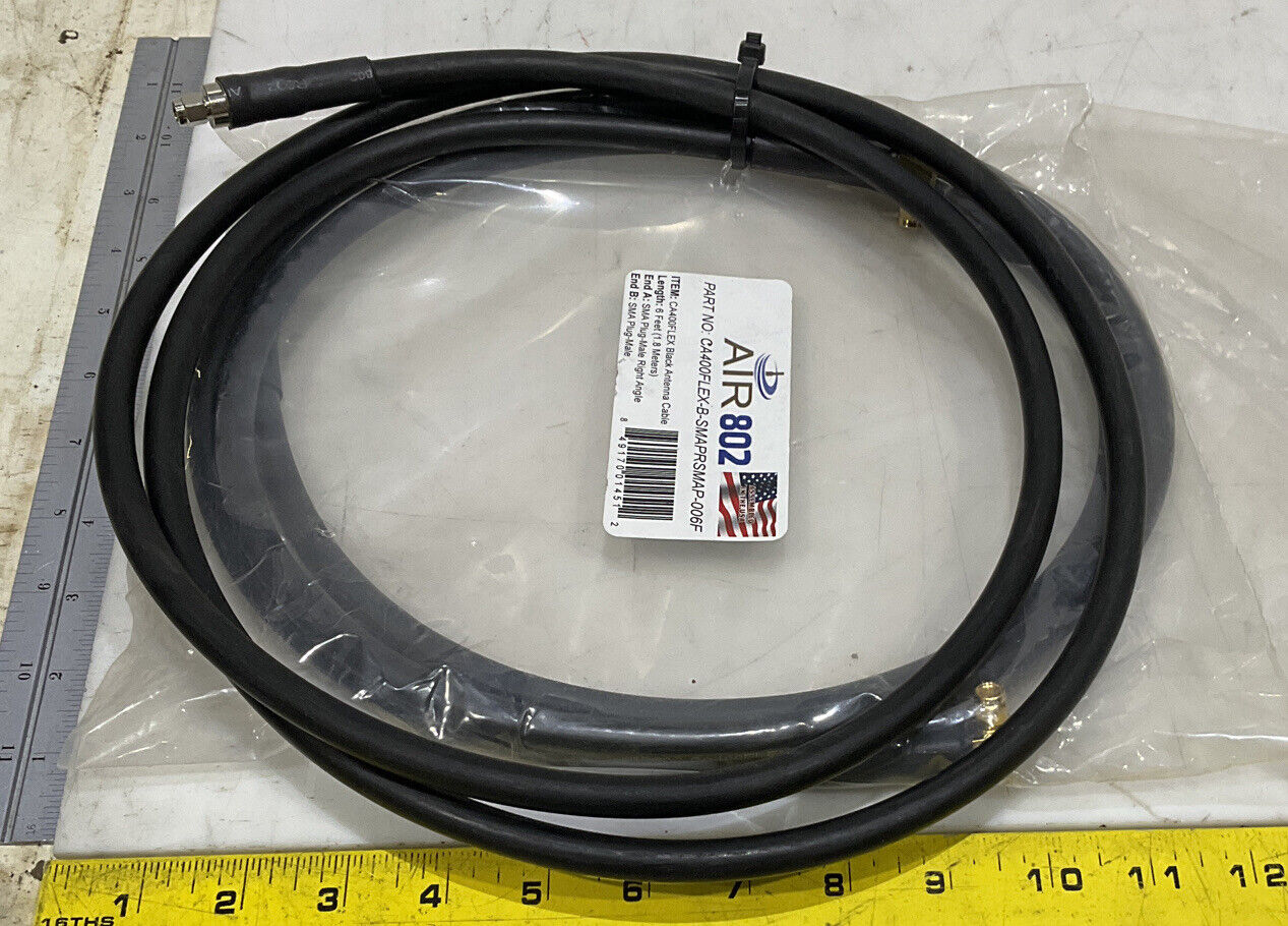 AIR 802 CA400FLEX-B-SMAPRSMAP-006F BLACK ANTENNA CABLE 6 FEET LOT OF 2 881