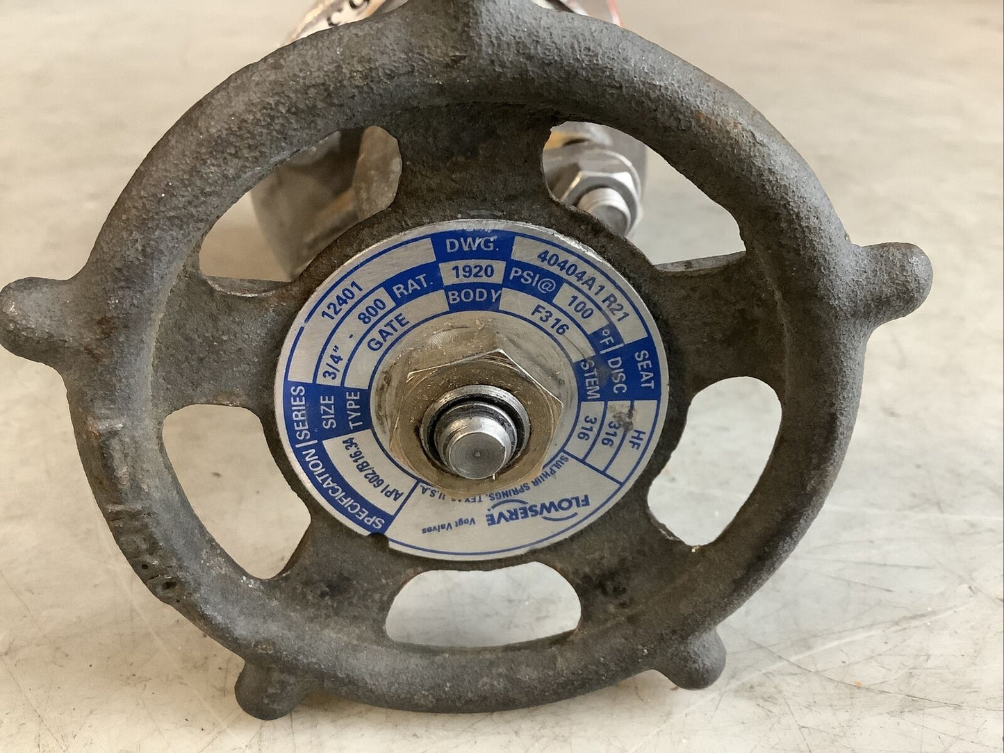 FLOWSERVE 12401 40404A1 R21 GATE VALVE 316F HF 3/4IN 373