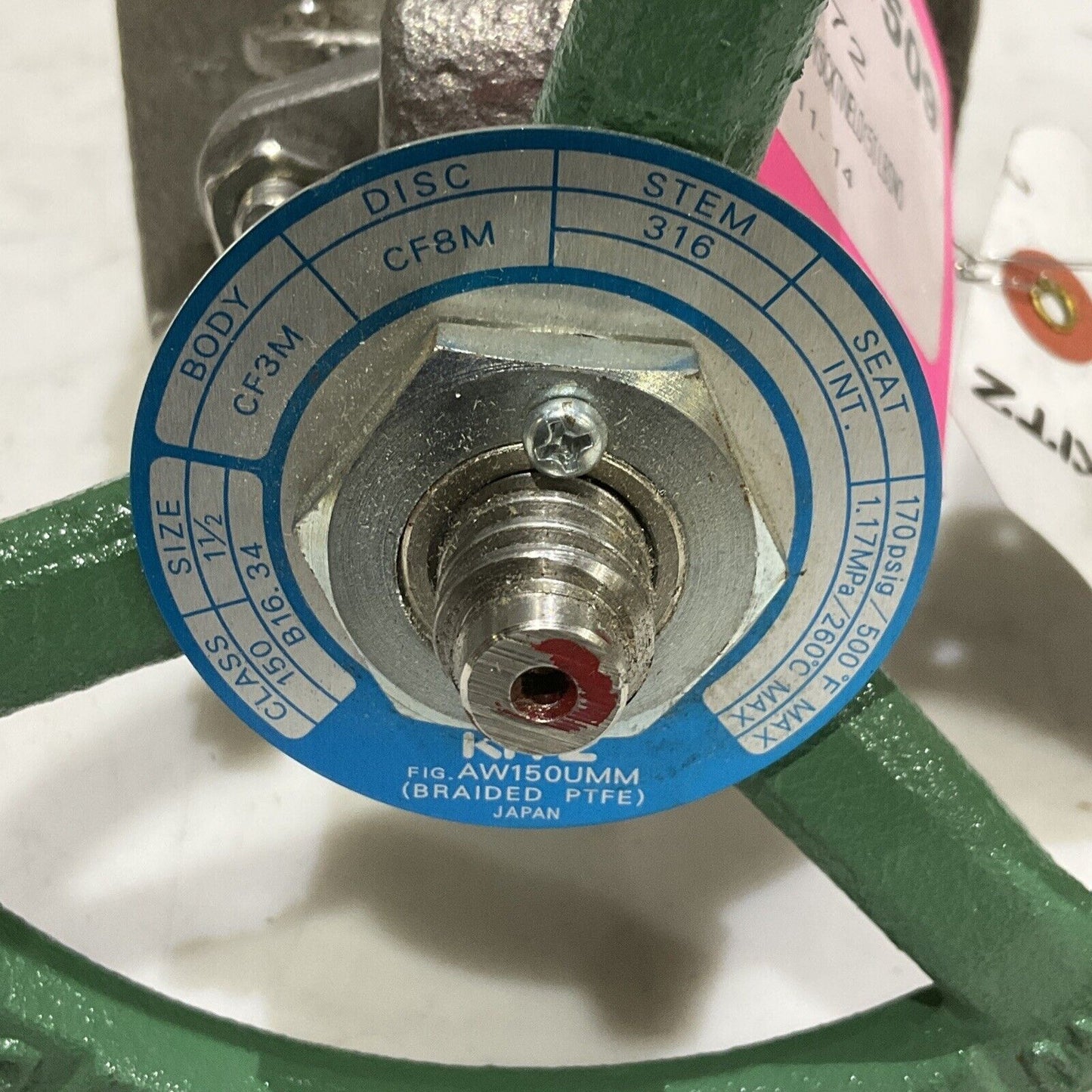 KITZ AW150UMM B16.34 GLOBE VALVE SOCKETWELD 1 1/2” CLASS 150 170 PSIG 373