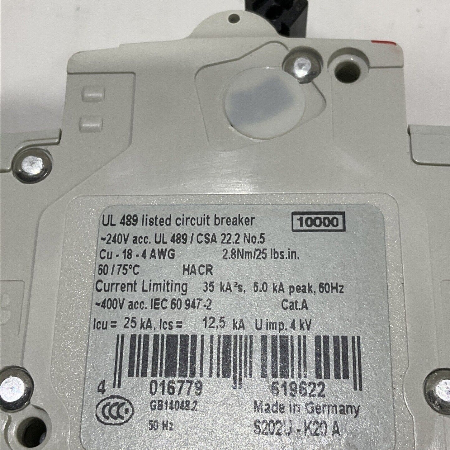 ABB S202U-K20 CIRCUIT BREAKER 2P 60HZ U3S