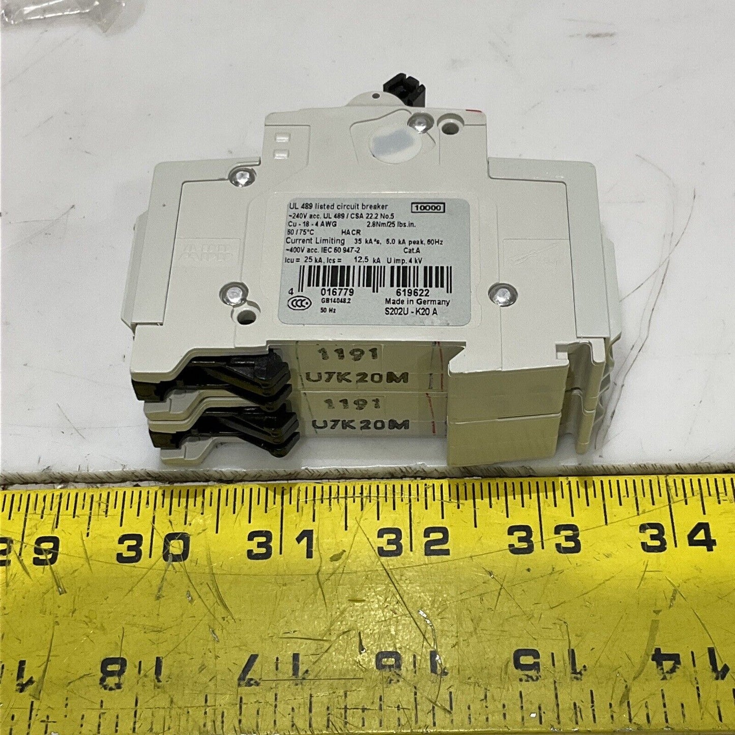ABB S202U-K20 CIRCUIT BREAKER 2P 60HZ U3S