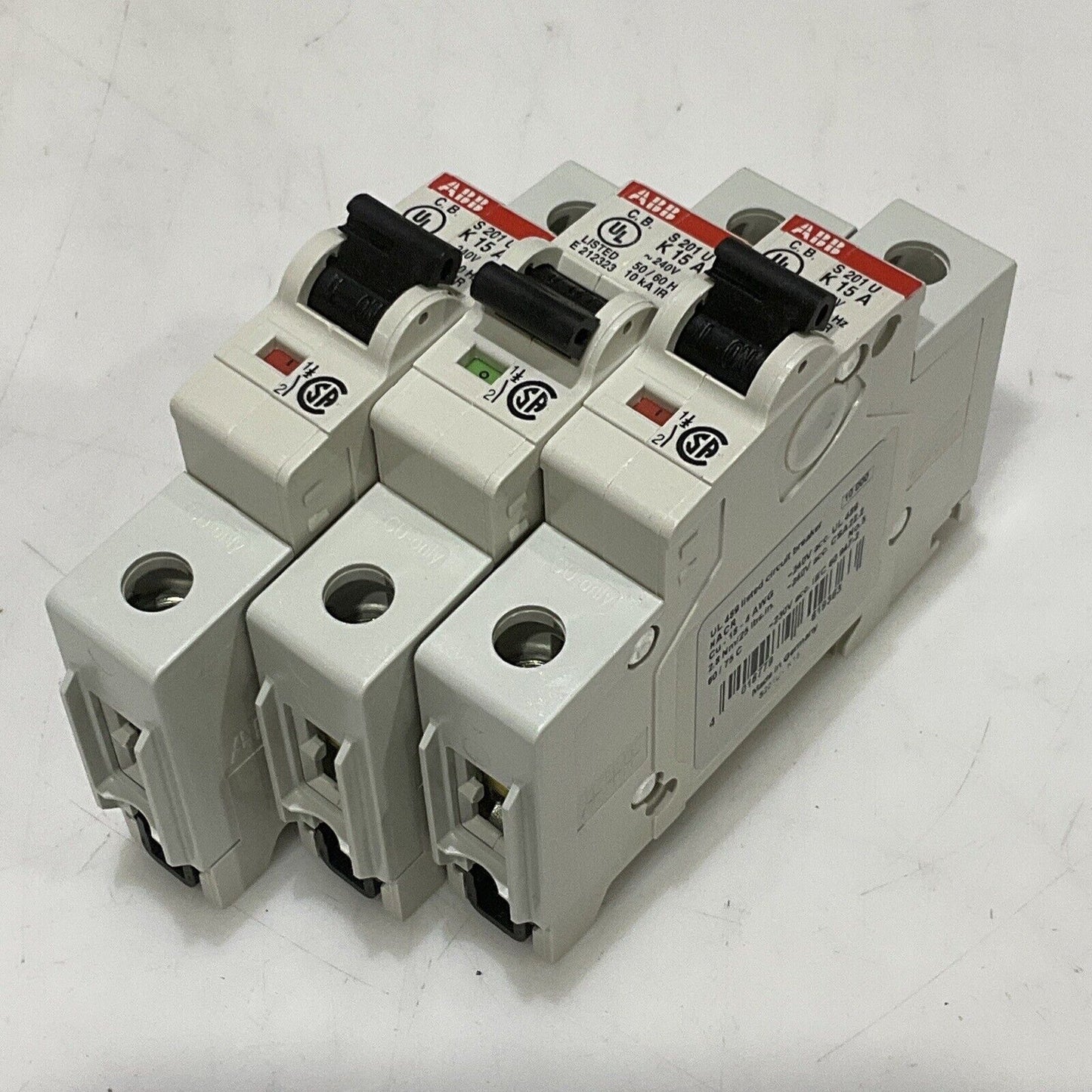 ABB S201U-K15 CIRCUIT BREAKER 15A 240VAC 1P UL489 LOT OF 3 U3S