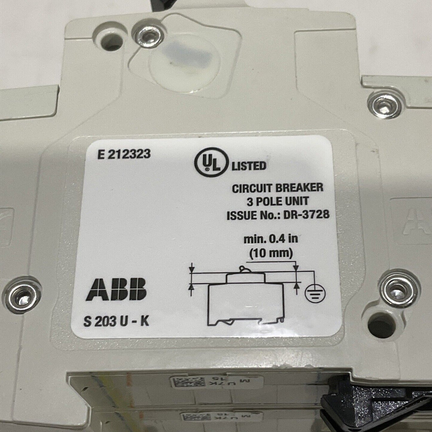 ABB S203U-K10 CIRCUIT BREAKER FLEXIBLE 3 POLE LOT OF 2 U3S