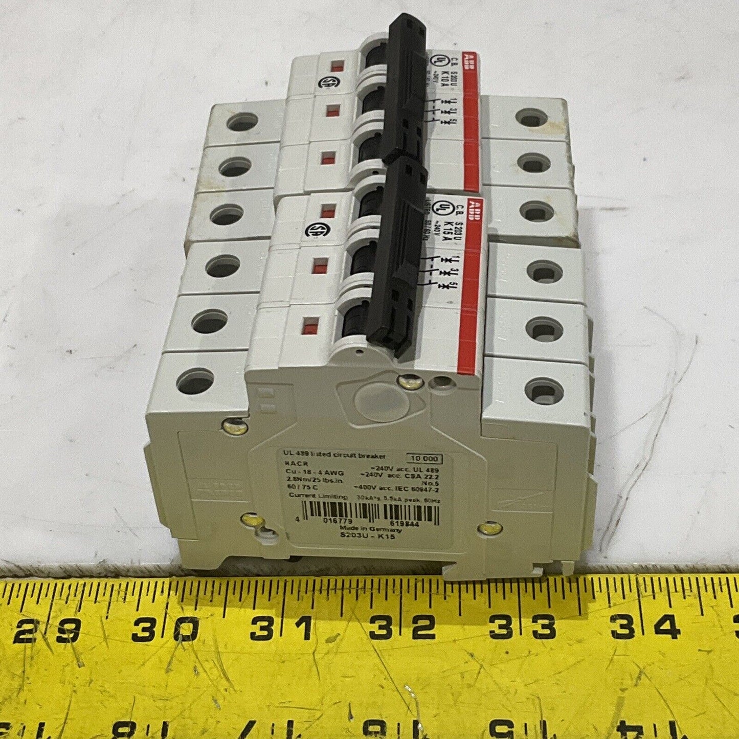 ABB S203U-K10 CIRCUIT BREAKER FLEXIBLE 3 POLE LOT OF 2 U3S