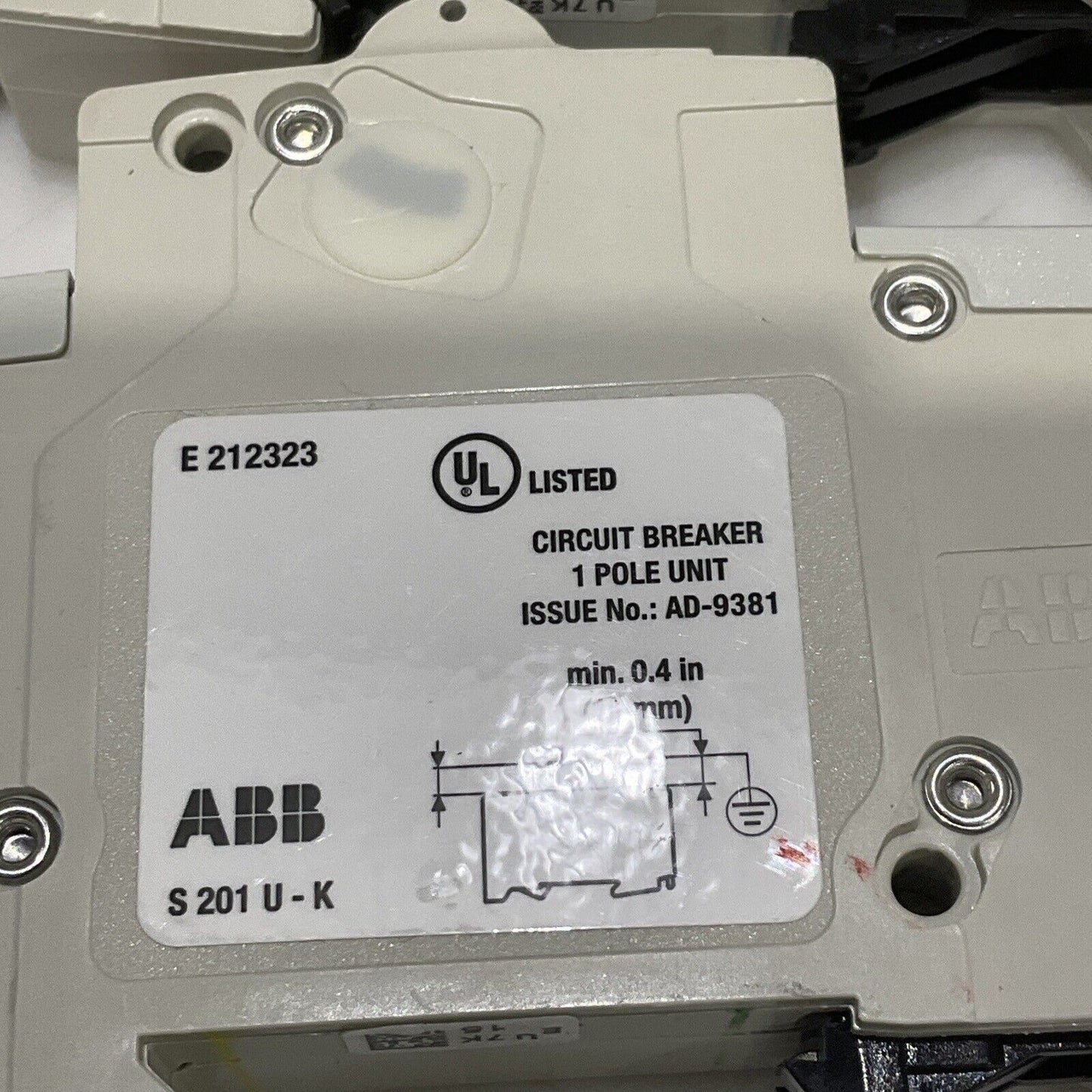 ABB S201U-K15 CIRCUIT BREAKER 15A 240VAC 1P UL489 LOT OF 3 U3S