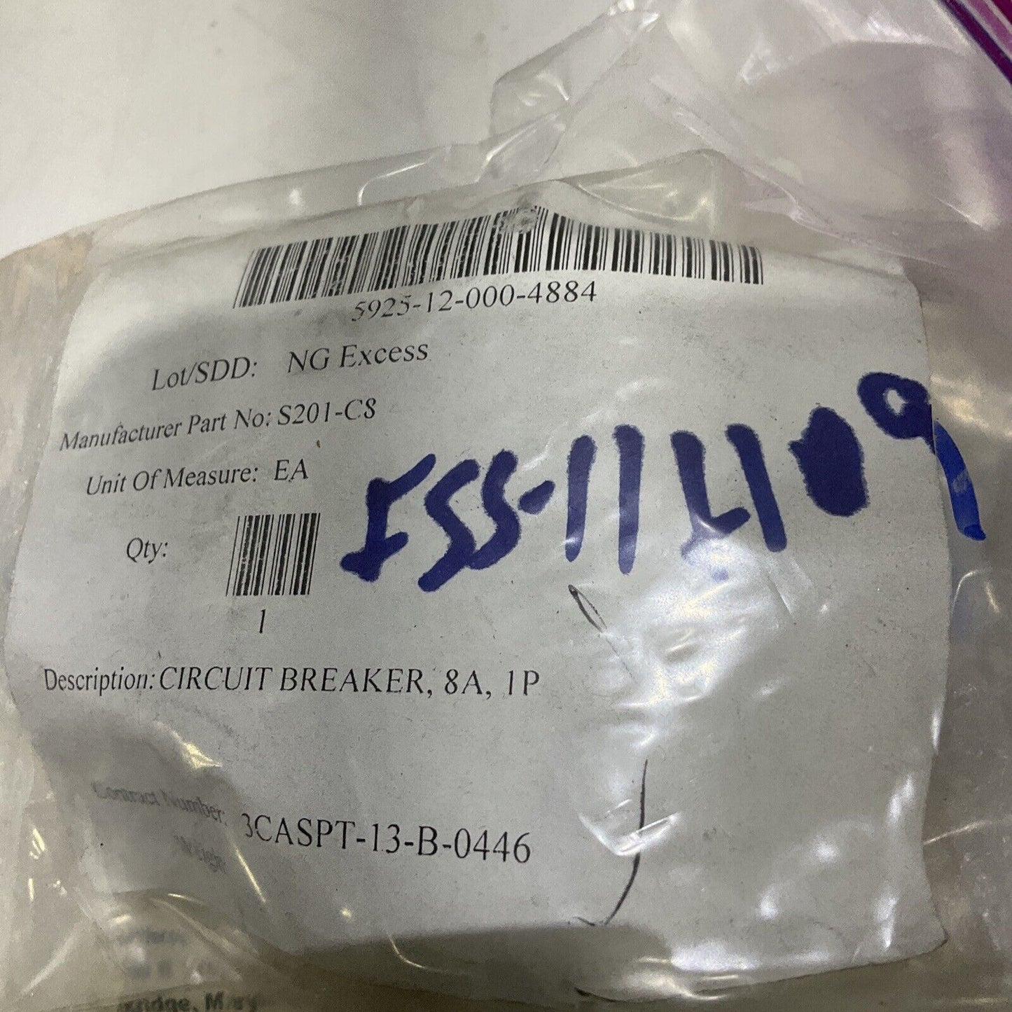 ABB S201-C8 CIRCUIT BREAKER 1 POLE 8A LOT OF 3 U3S