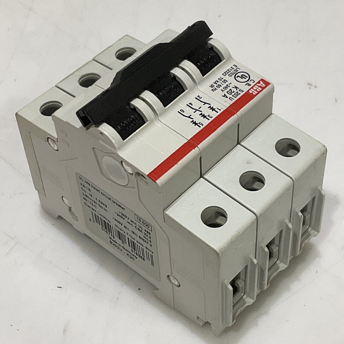 ABB S203U-K20 CIRCUIT BREAKER 3 POLE 50/60HZ U3S