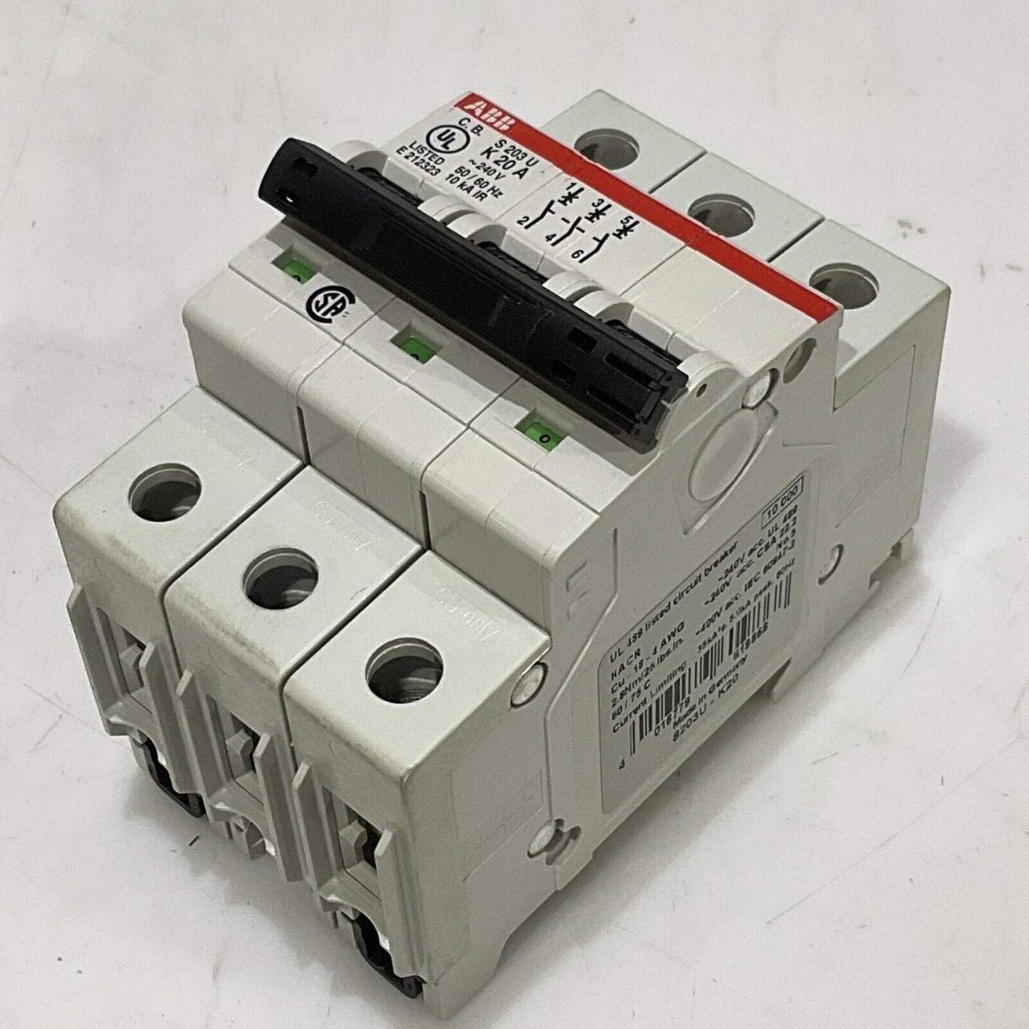 ABB S203U-K20 CIRCUIT BREAKER 3 POLE 50/60HZ U3S