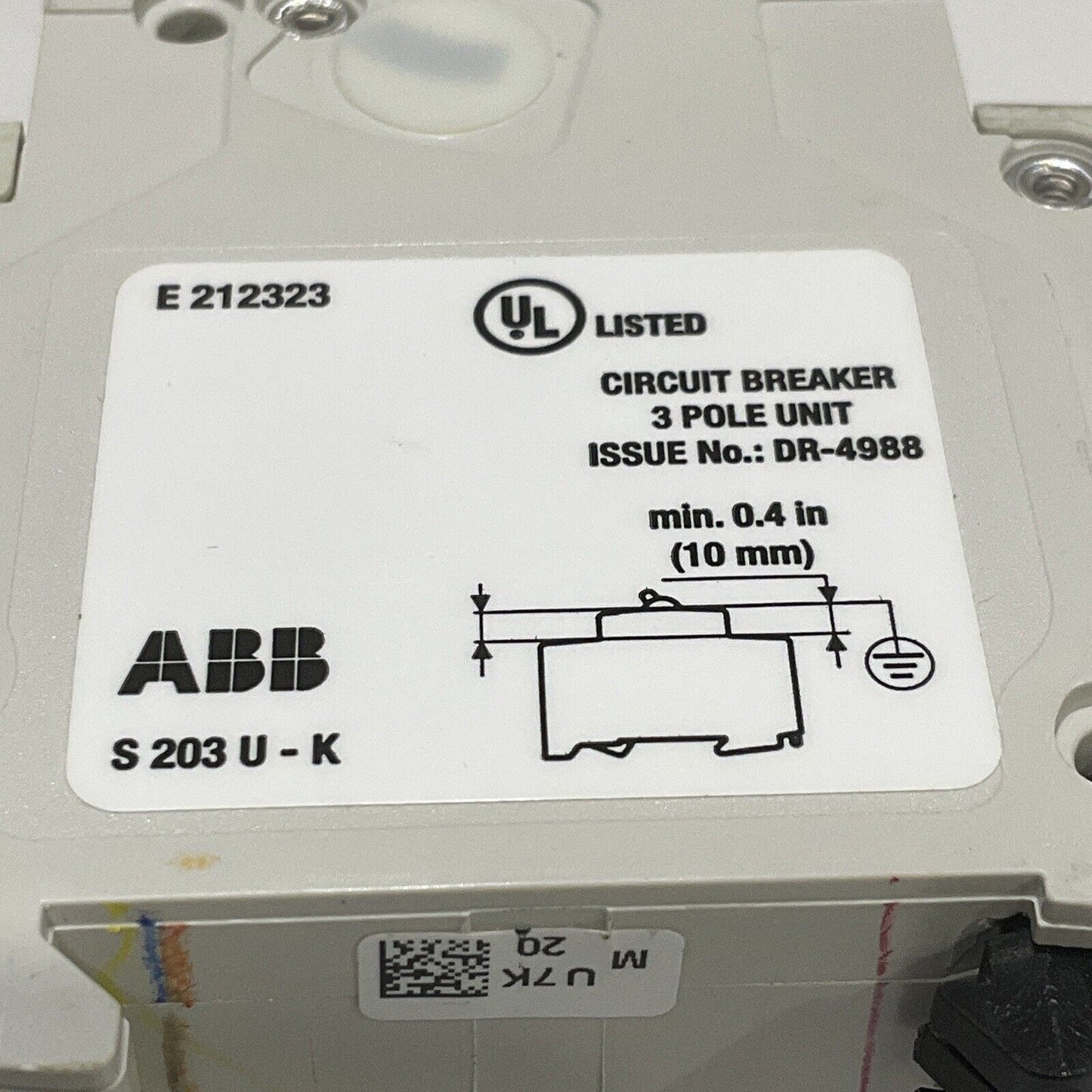 ABB S203U-K20 CIRCUIT BREAKER 3 POLE 50/60HZ U3S