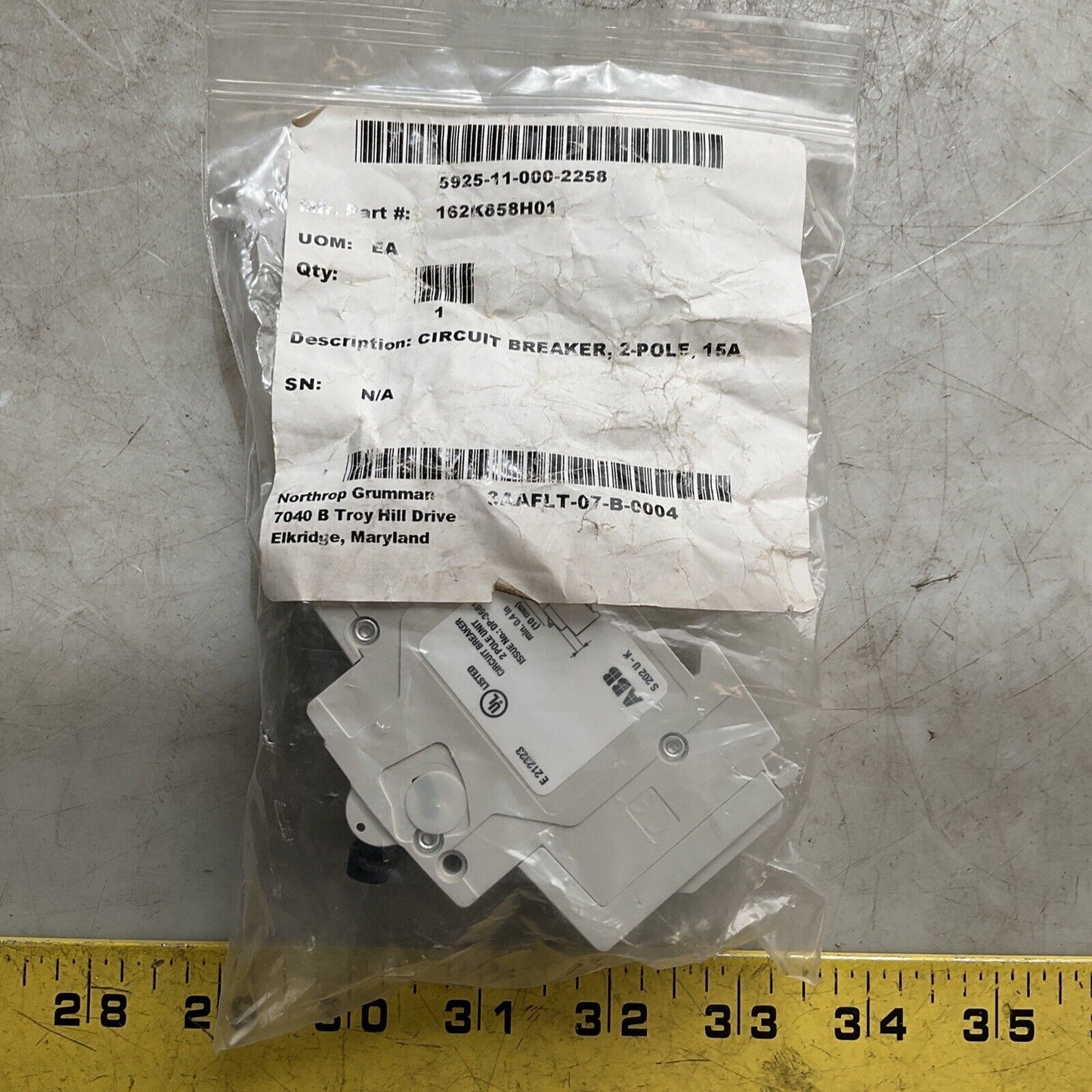 ABB S202U-K S 202 U K 15 A CIRCUIT BREAKER 240V 50/60HZ 2P U3S