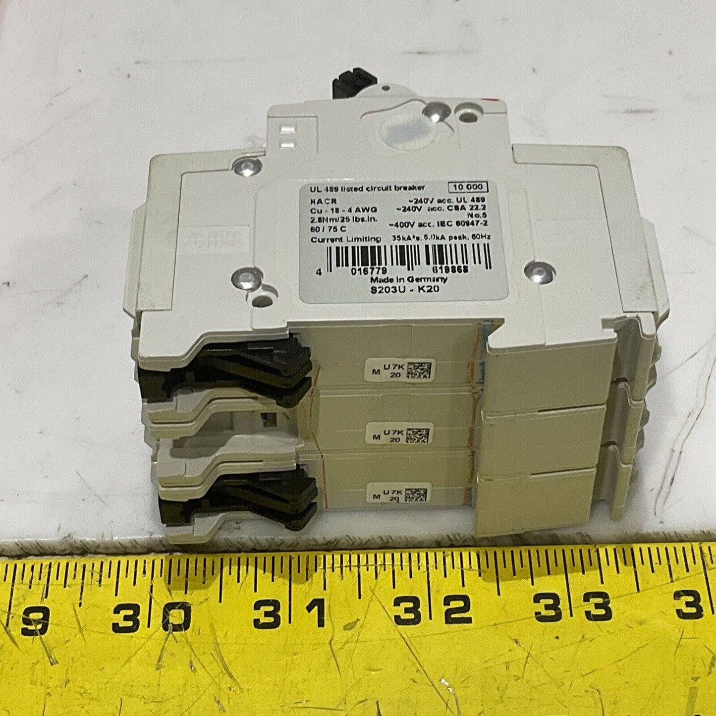 ABB S203U-K20 CIRCUIT BREAKER 3 POLE 50/60HZ U3S
