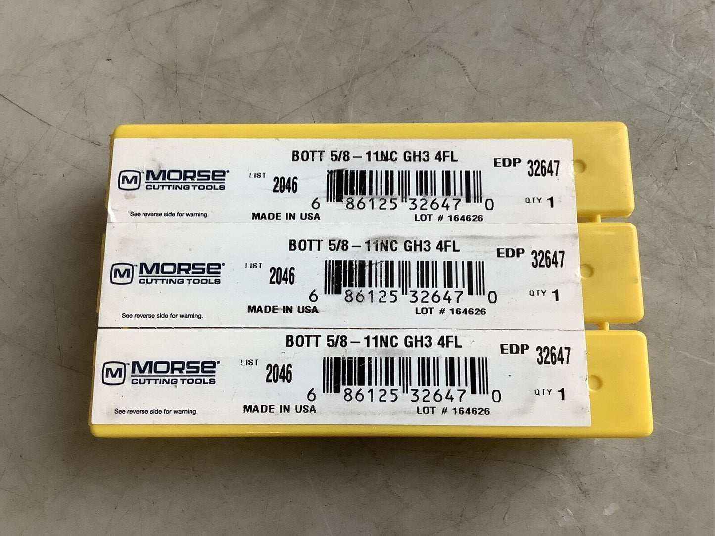 MORSE 32647 STRAIGHT FLUTE HAND TAP 5/8IN-11NC H3 4FL 373 - LOT OF 3