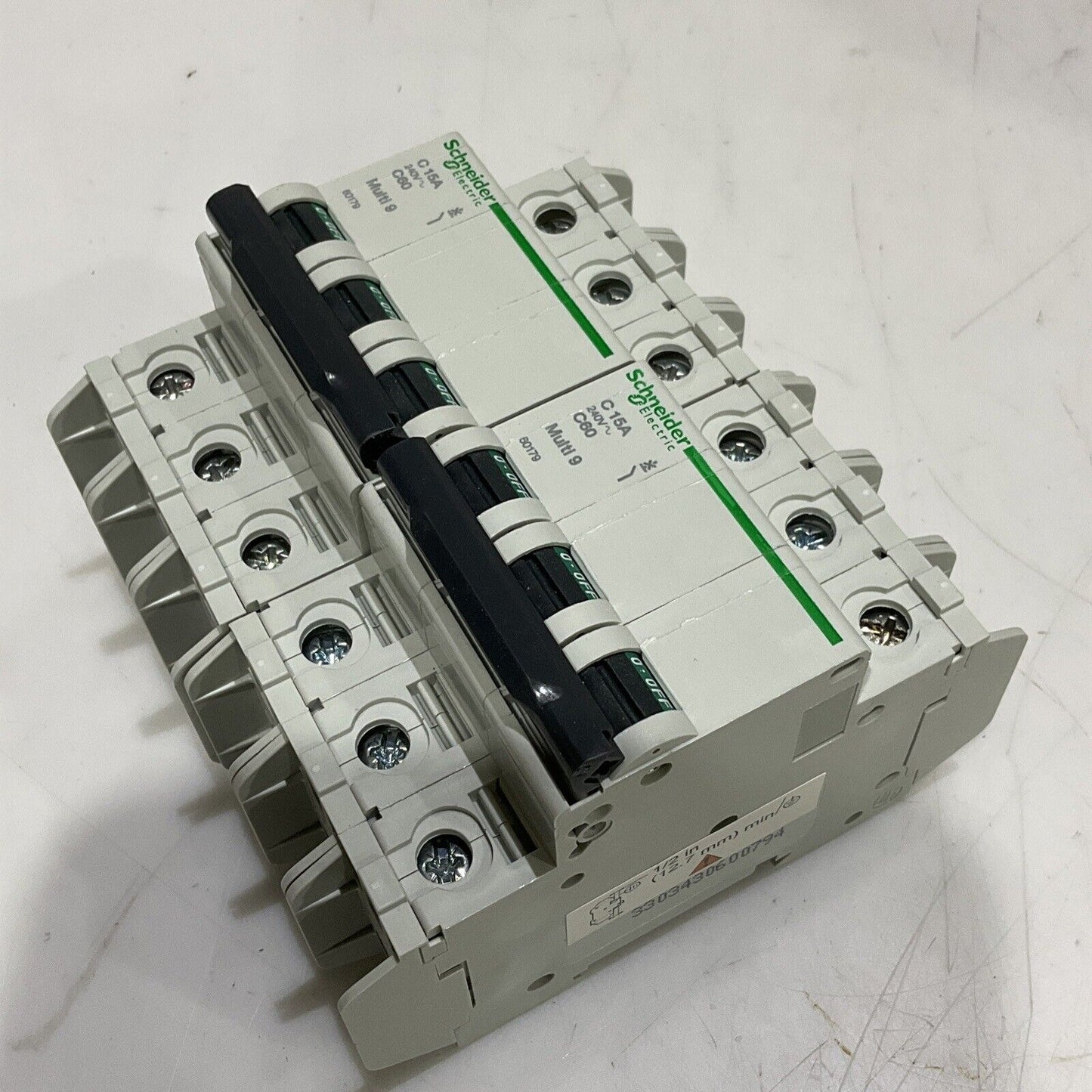 SCHNEIDER ELECTRIC 60179 MINI CIRCUIT BREAKER 3P 15A 240V MULTI 9 LOT OF 2 U3S