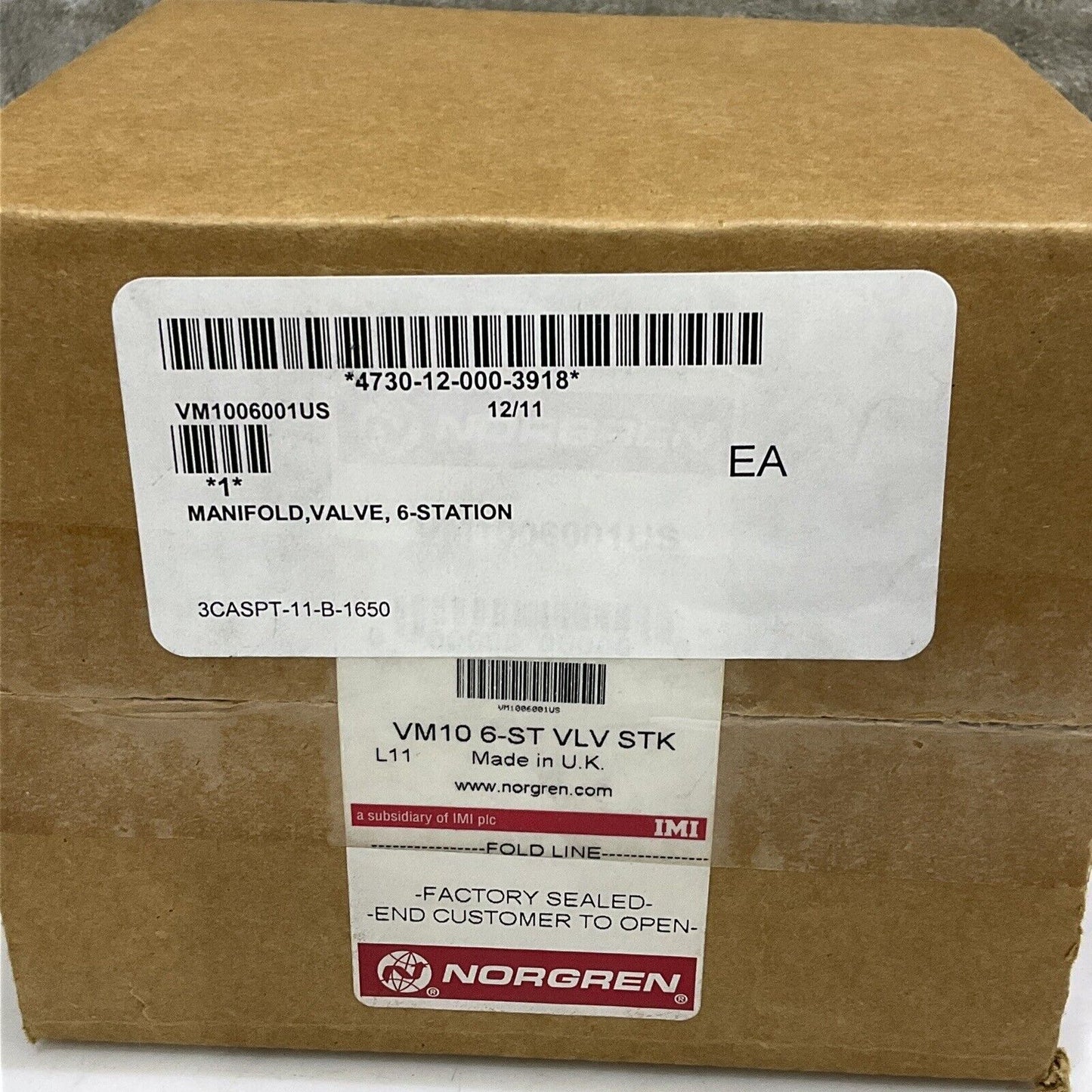 NORGREN VM10- 6-ST VLV STK MANIFOLD VALVE 6STATION 25W MPOLE NEG VM1006001US U3S