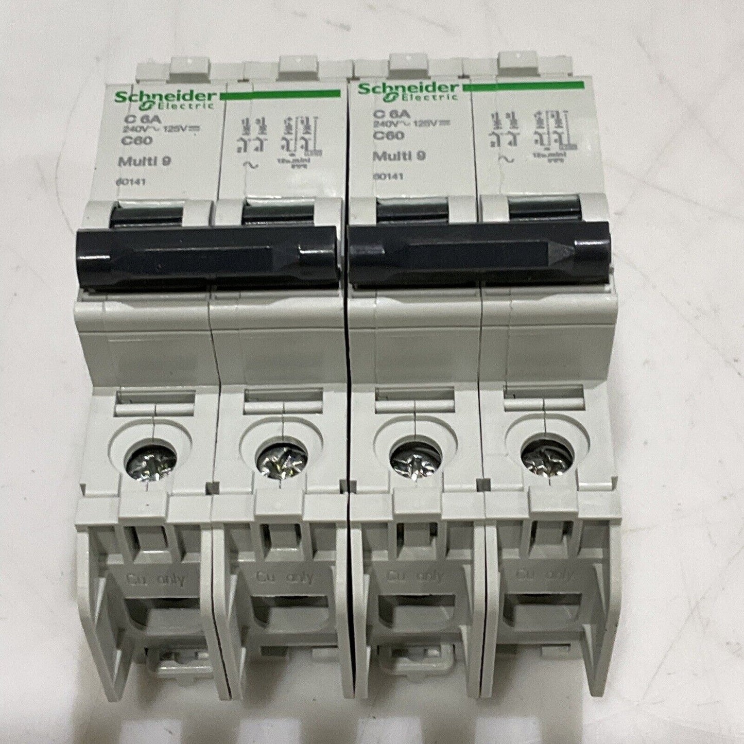 SCHNEIDER ELECTRIC 60141 MINI CIRCUIT BREAKER 2P 6A 240V MULTI 9 LOT OF 2 U3S