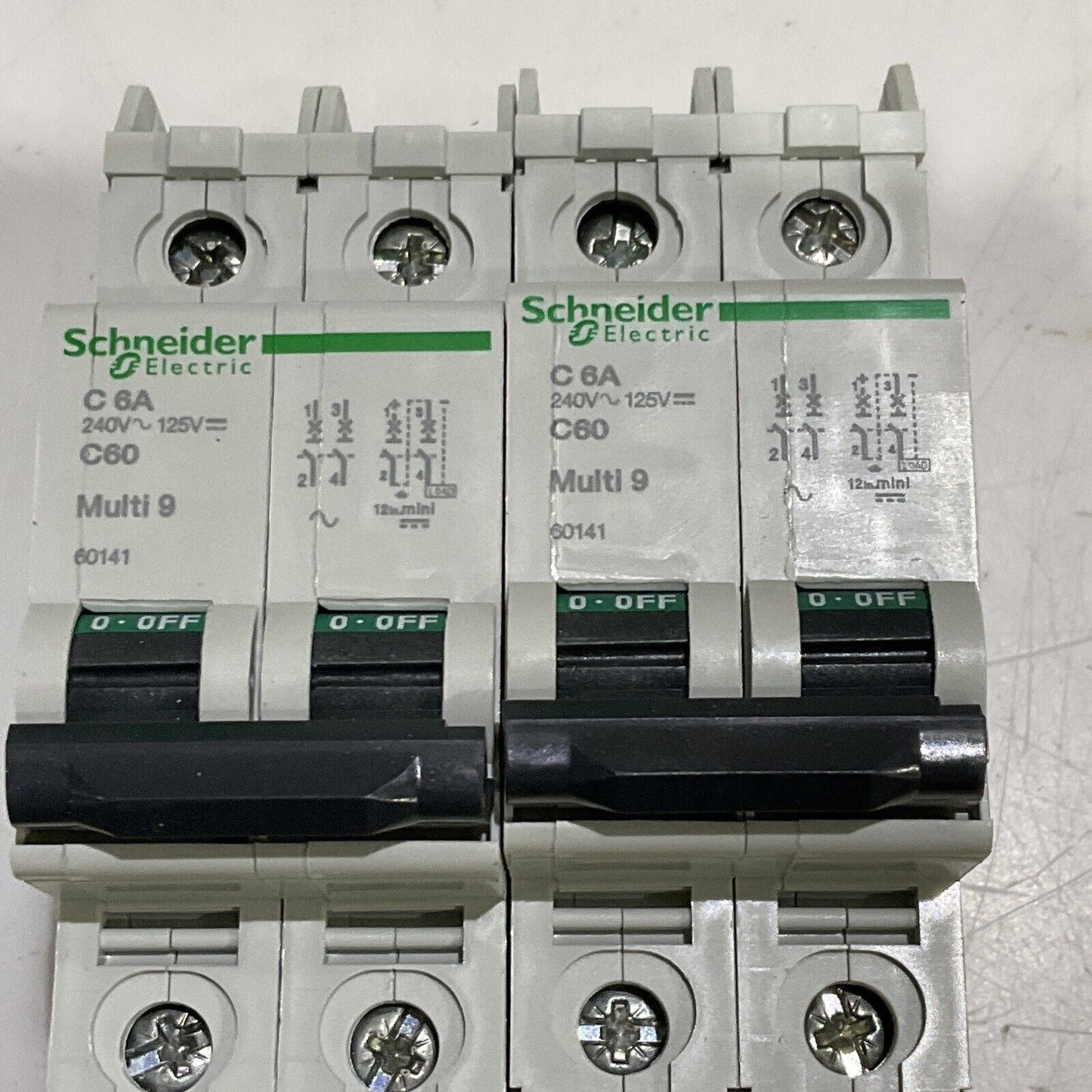 SCHNEIDER ELECTRIC 60141 MINI CIRCUIT BREAKER 2P 6A 240V MULTI 9 LOT OF 2 U3S