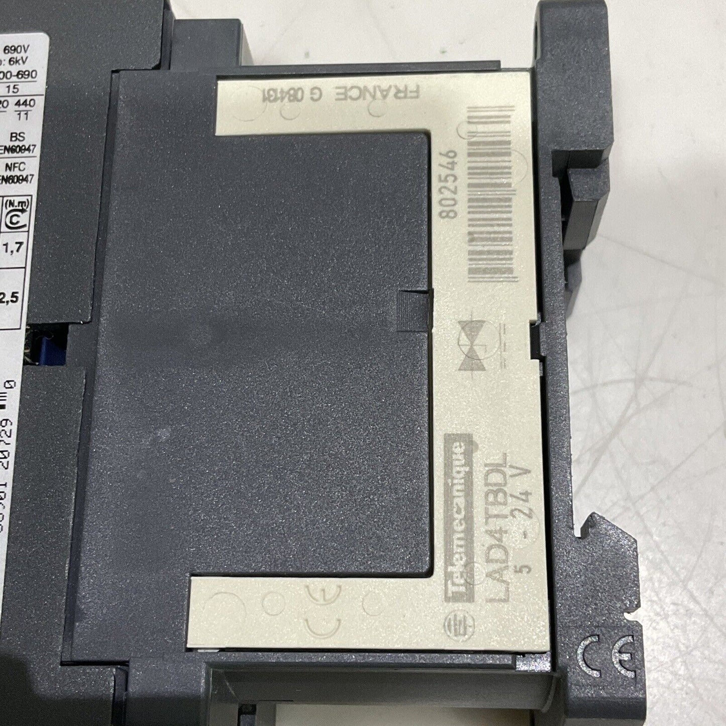 SCHNEIDER ELECTRIC LC1D25 LAD4TBDL CONTACTOR 24V U3S