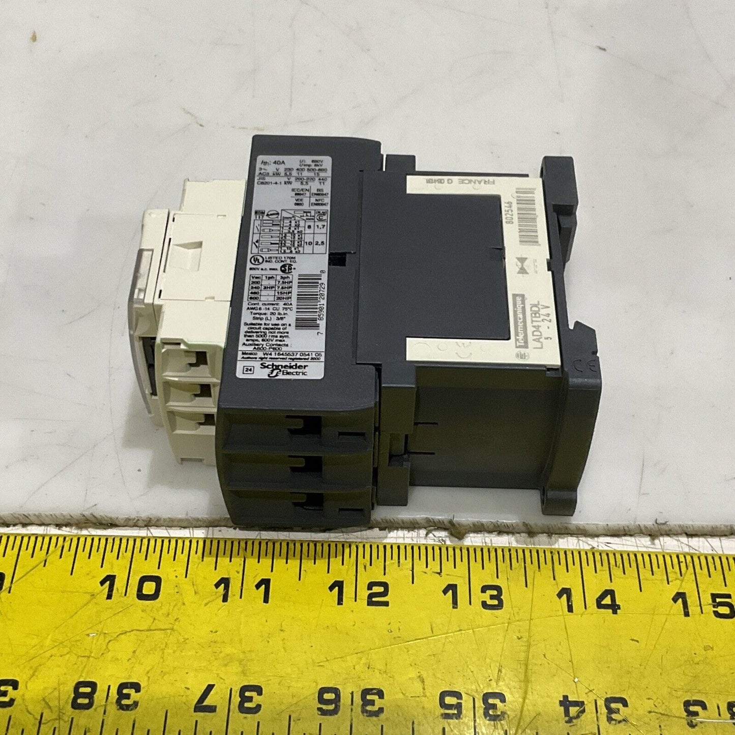 SCHNEIDER ELECTRIC LC1D25 LAD4TBDL CONTACTOR 24V U3S