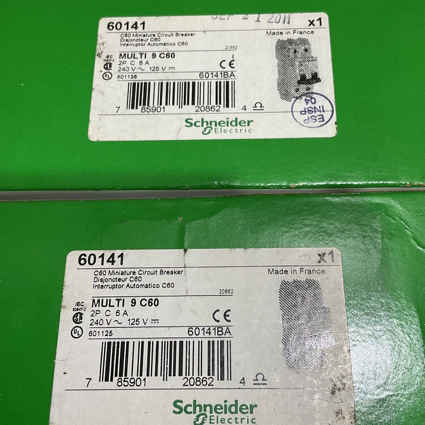 SCHNEIDER ELECTRIC 60141 MINI CIRCUIT BREAKER 2P 6A 240V MULTI 9 LOT OF 2 U3S