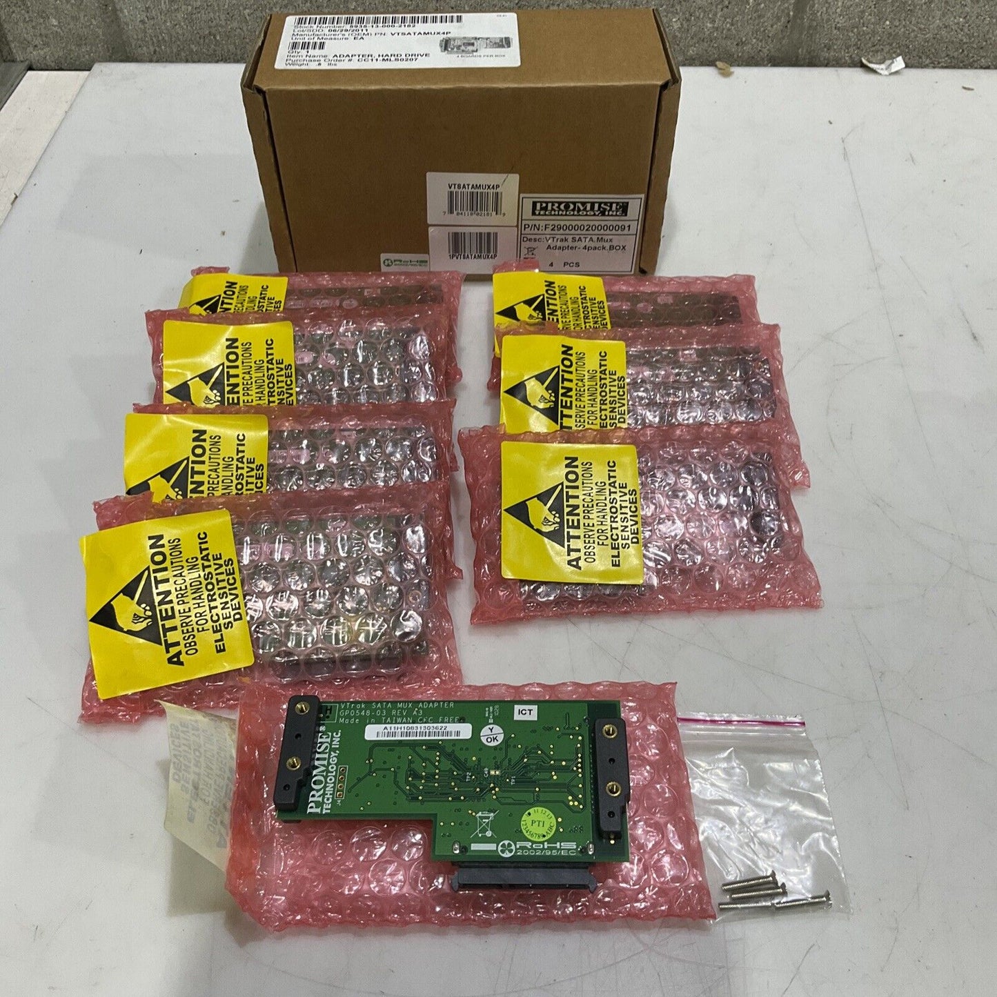 PROMISE TECHNOLOGY F29000020000091MVTRAKSATA MUX VP ADAPTER LOT OF 8 U3S
