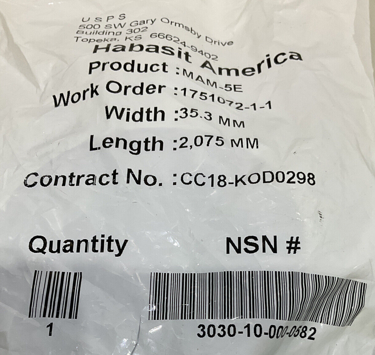 HABASIT AMERICA MAM-5E 35.3MM 2075MM BELT LOT OF 2 U3S