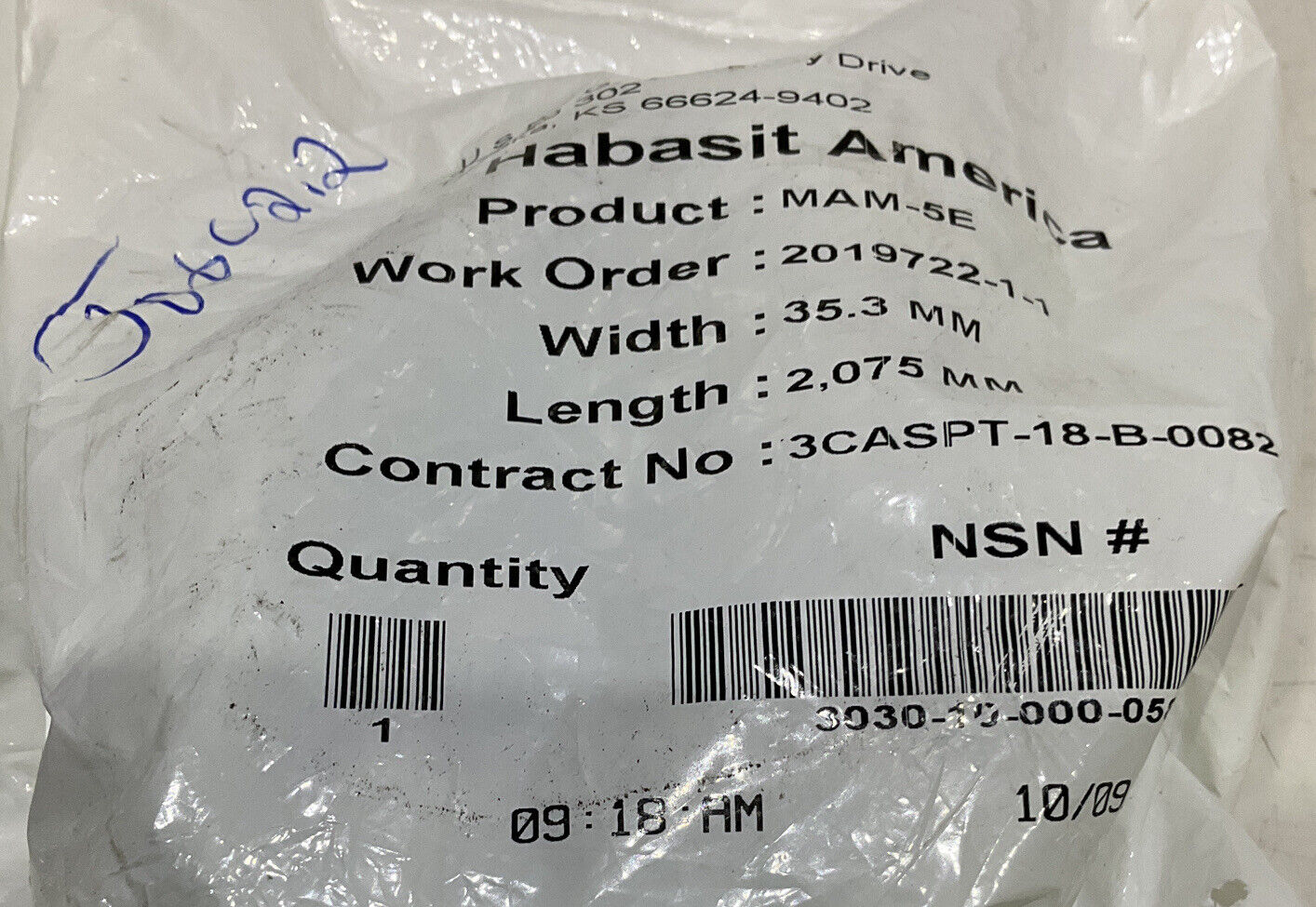 HABASIT AMERICA MAM-5E 35.3MM 2075MM BELT LOT OF 2 U3S