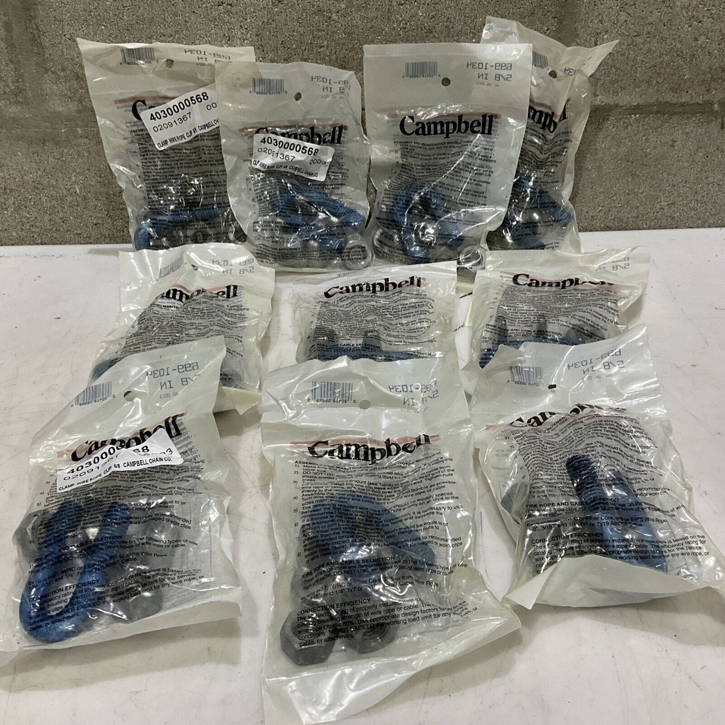 CAMPBELL 699-1034 WIRE ROPE CLAMP 5/8” LOT OF 10 373