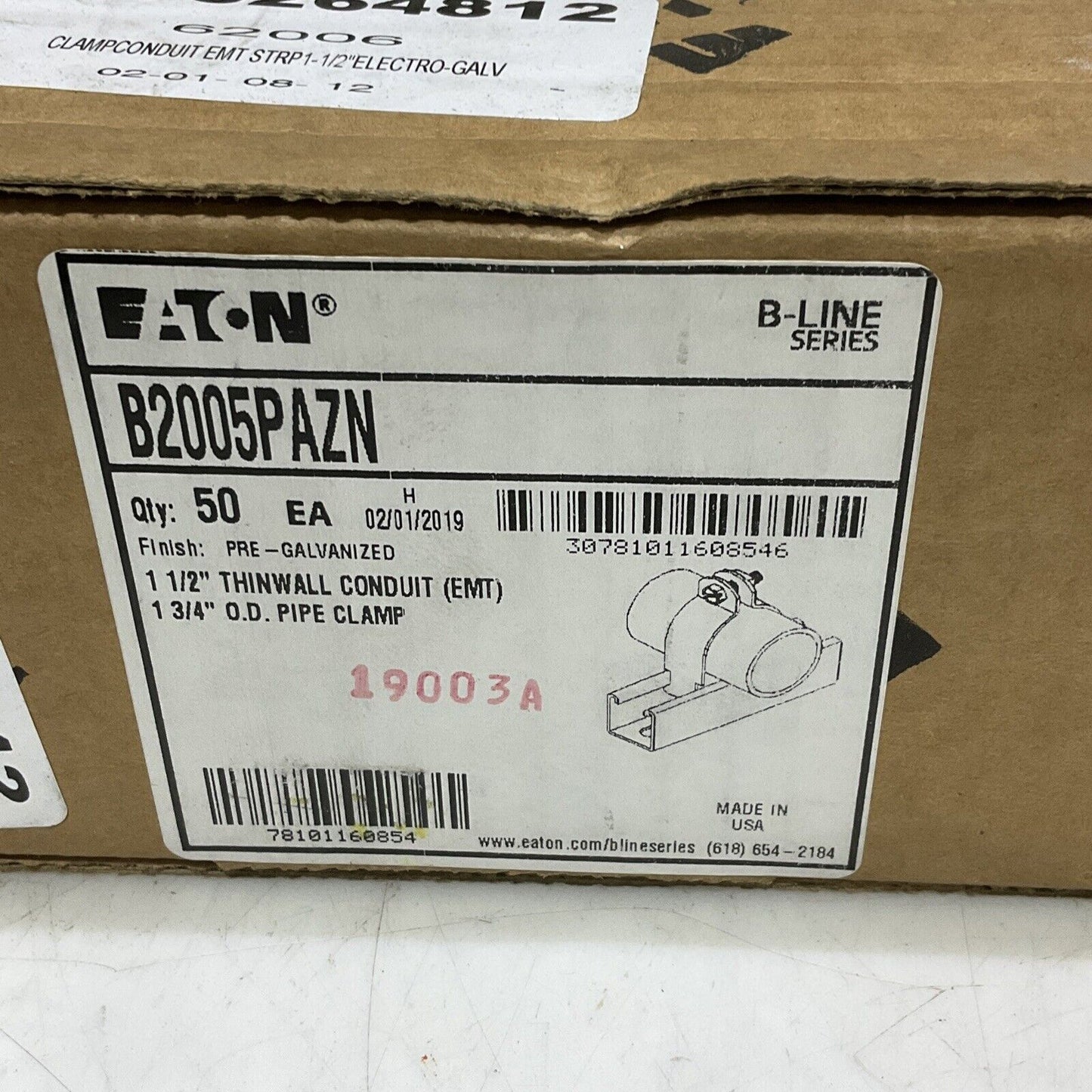 EATON B2005PAZN THINWALL CONDUIT W/ PIPE CLAMP 1-1/2” 1-3/4” LOT OF 50 373