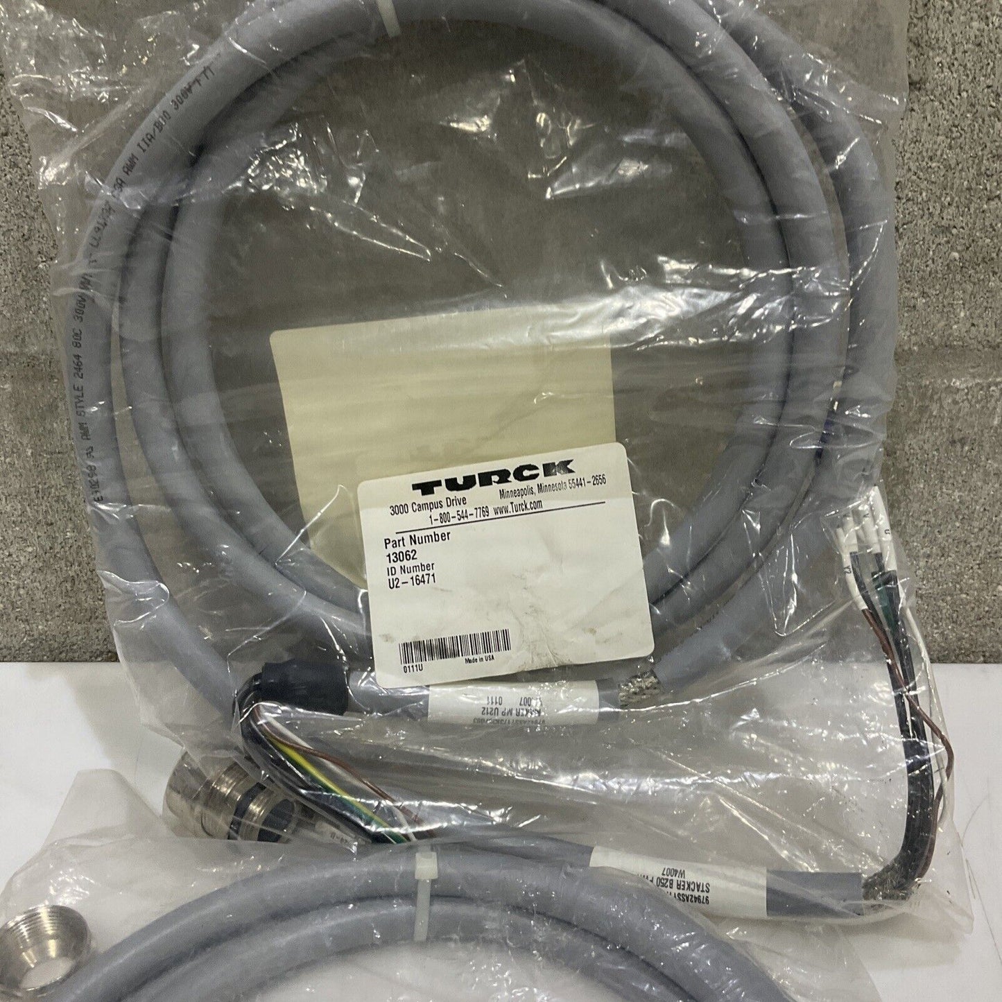TURCK U2-16471 CABLE ASSEMBLY W4007 LOT OF 2 U3S