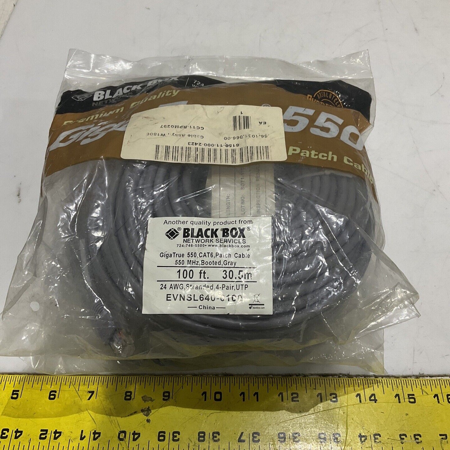 BLACK BOX EVNSL640-0100 PATCH CABLE GIGATRUE 550 CAT 6 100FT 30.5 LOT OF 2 U3S