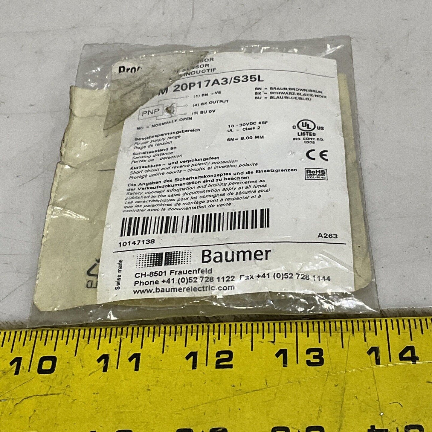 BAUMER IFFM 20P17A3 S35L PROXIMITY INDUCTIVE SENSOR SWITCH U3S