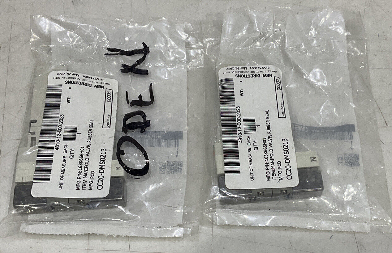 SMC VQ1201N-51 RUBBER SEAL MANIFOLD VALVE LOT OF 2 U3S