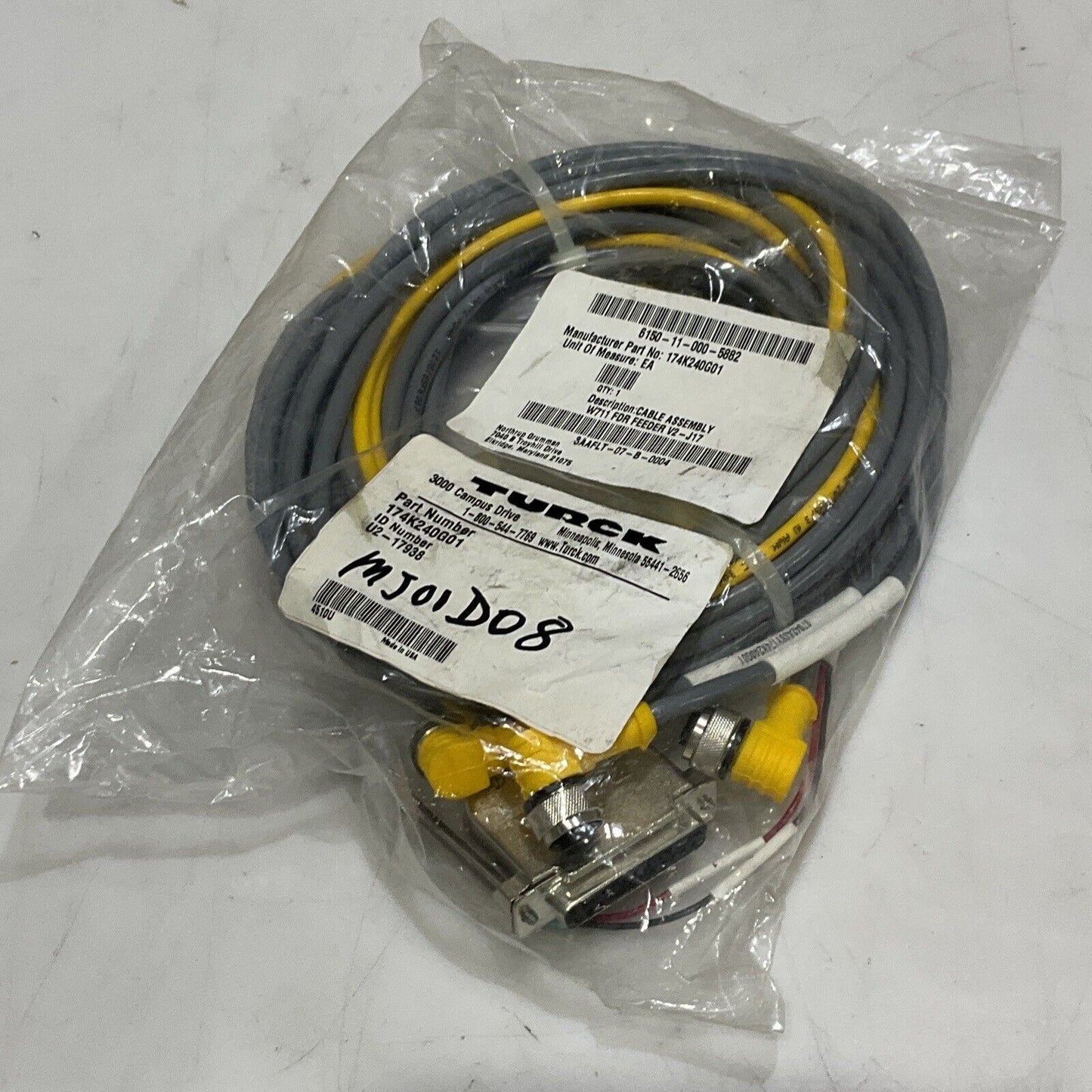 TURCK 174K240G01 3AAFLT-07-B-0004 W711 FDR FEEDER CABLE ASSEMBLY V2-J17 U3S