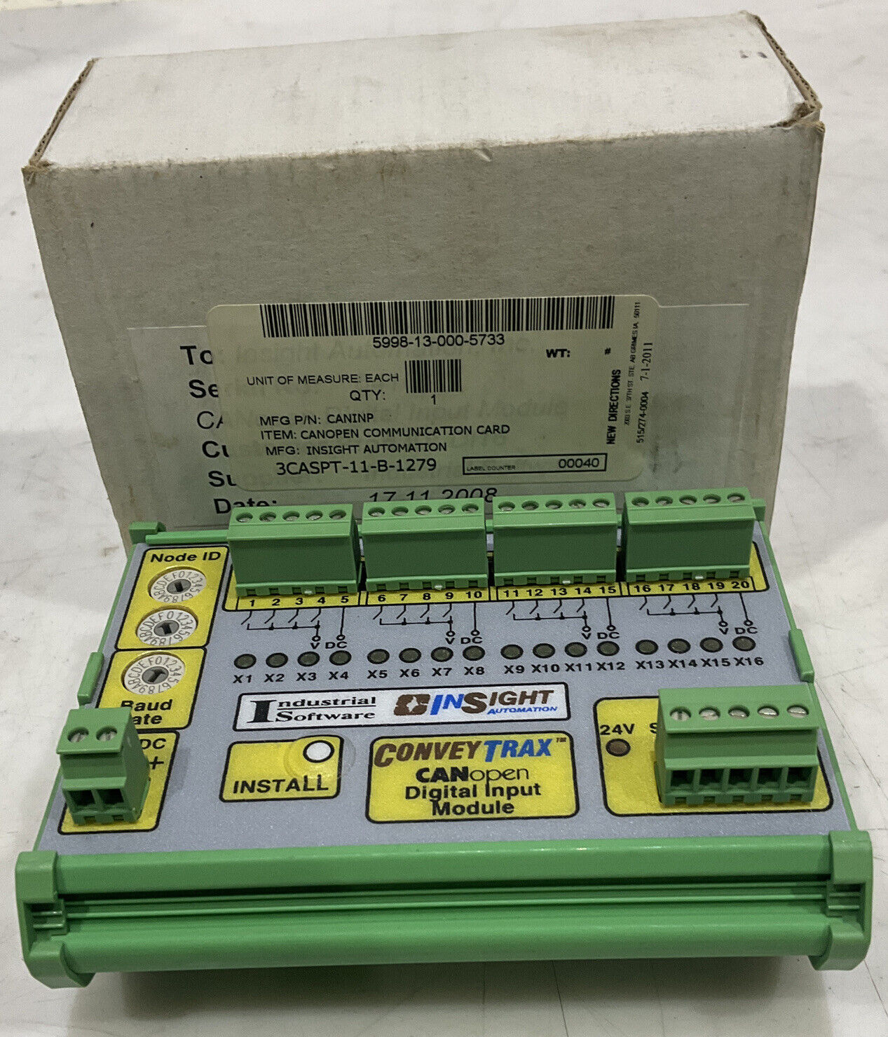 INDUSTRIAL SOFTWARE D-16 36314944 DIGITAL INPUT MODULE U3S
