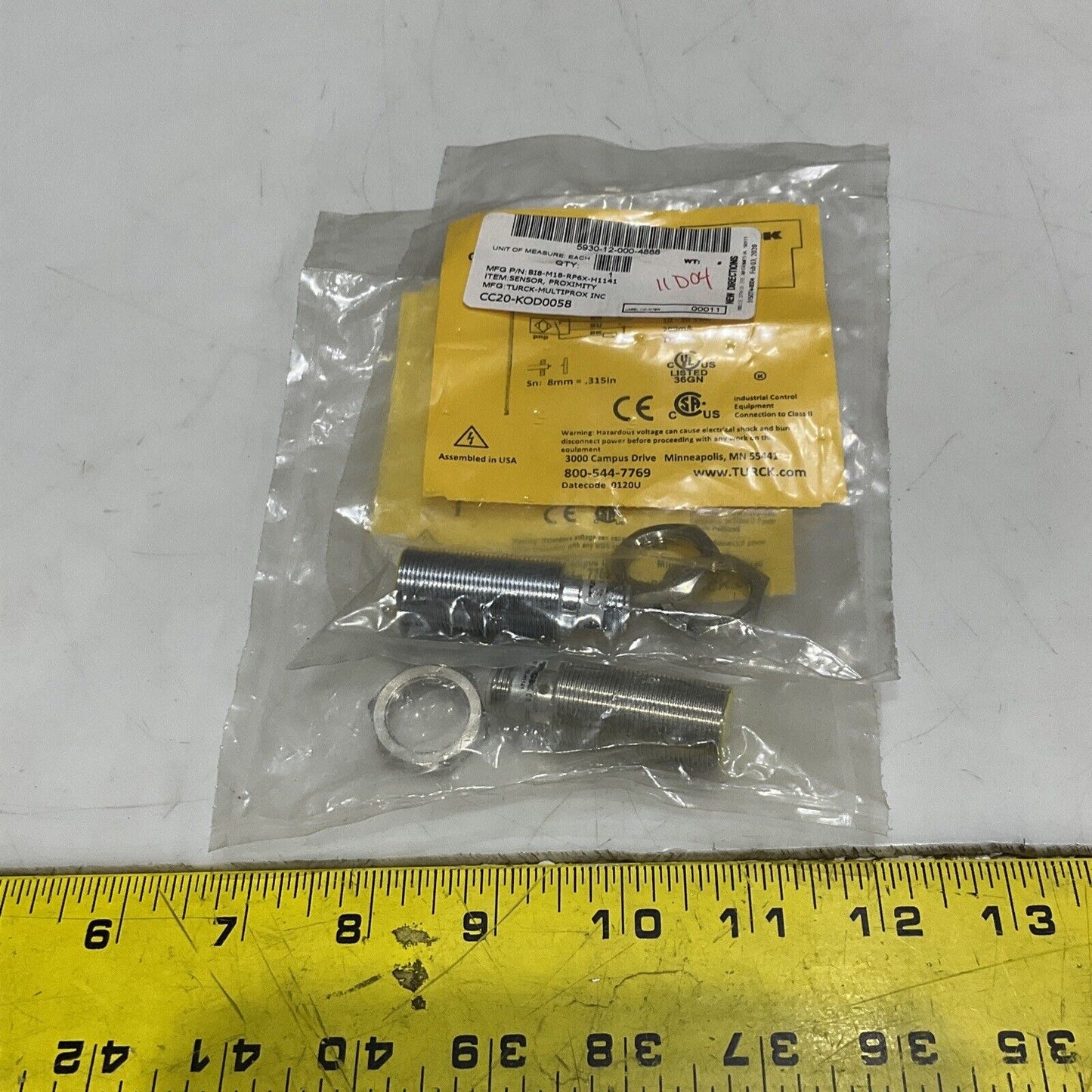 TURCK BI8-M18-AP6X-H1141 INDUCTIVE PROXIMITY SENSOR LOT OF 2 U3S