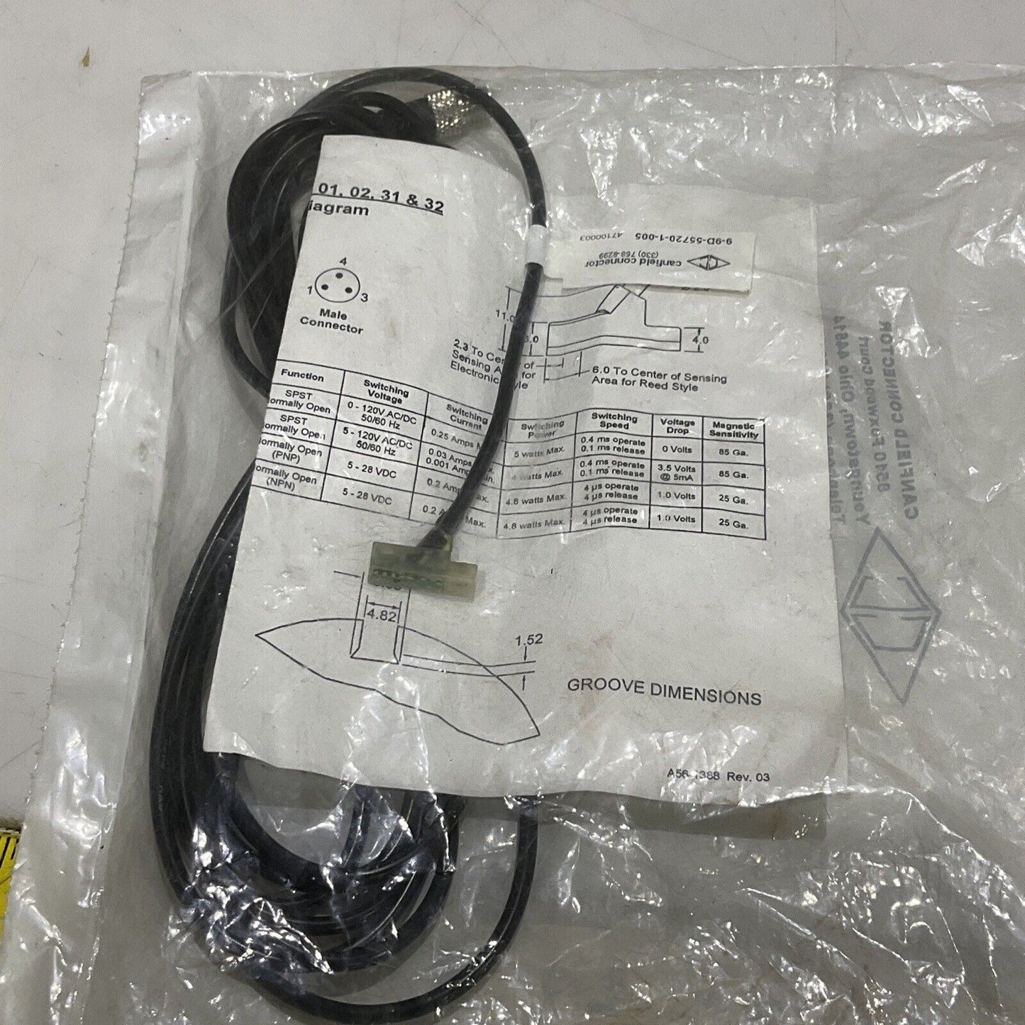 CC CANFIELD CONNECTOR 9-9D-55720-1-005 WIRED PROXIMITY SENSOR LOT OF 2 U3S