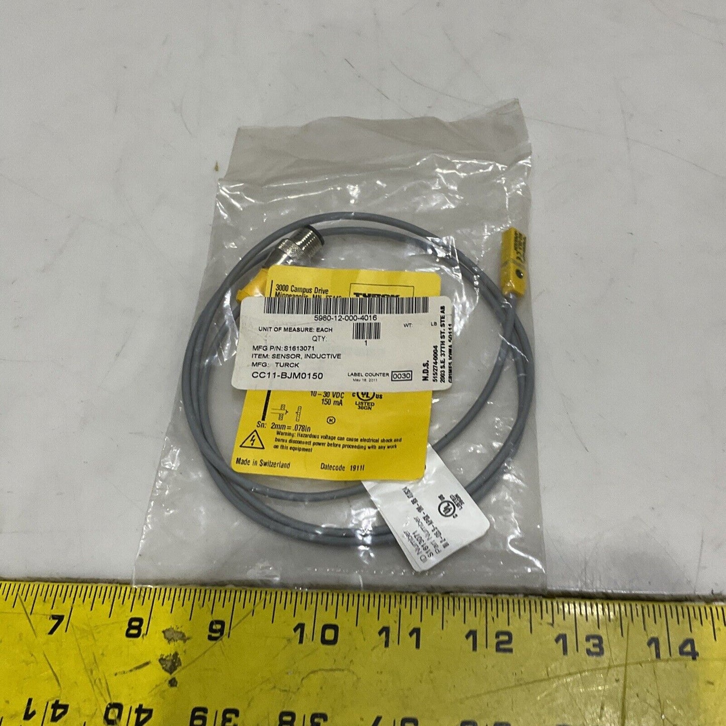 TURCK BI2-Q5,5-AP6X/S34 S1613071 INDUCTIVE SENSOR 10-30VDC U3S