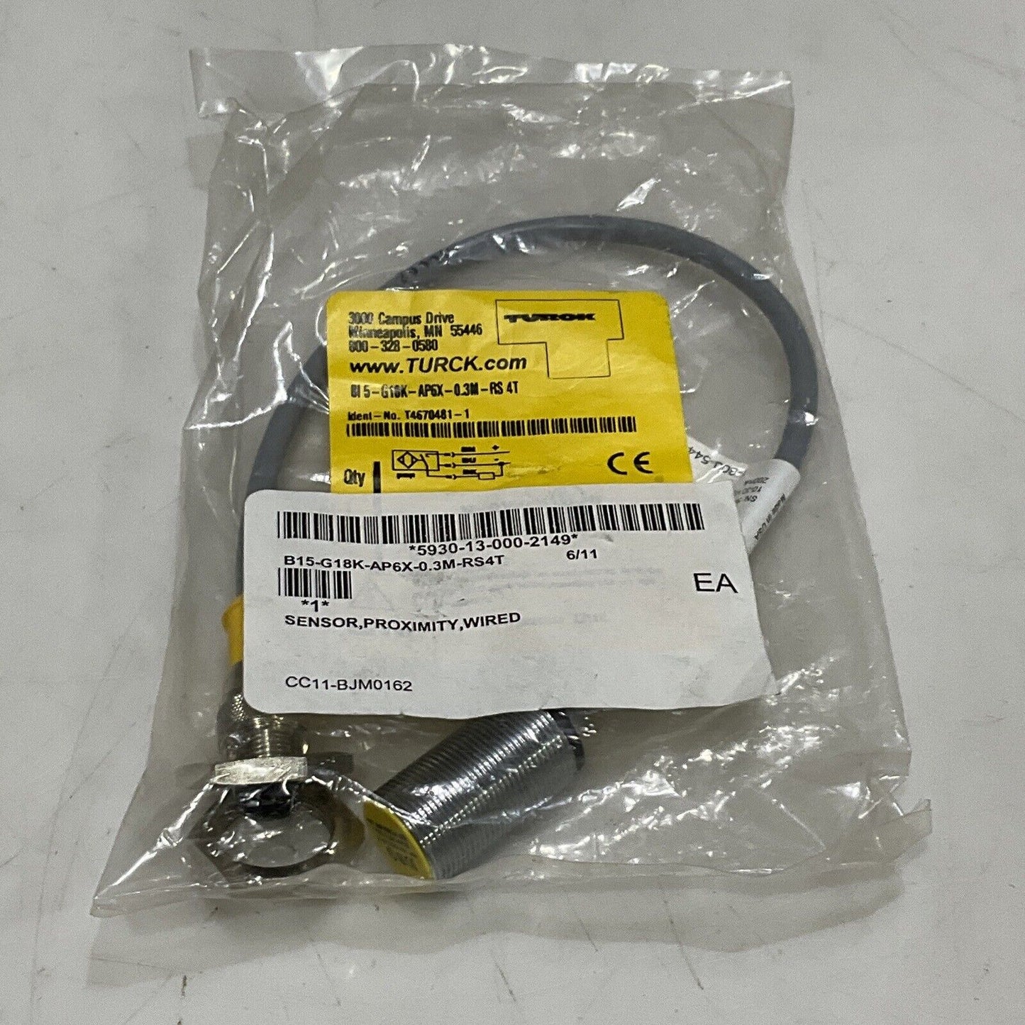 TURCK B15-G18K-AP6X-0.3M-RS4T T4670481-1 WIRED PROXIMITY SENSOR U3S