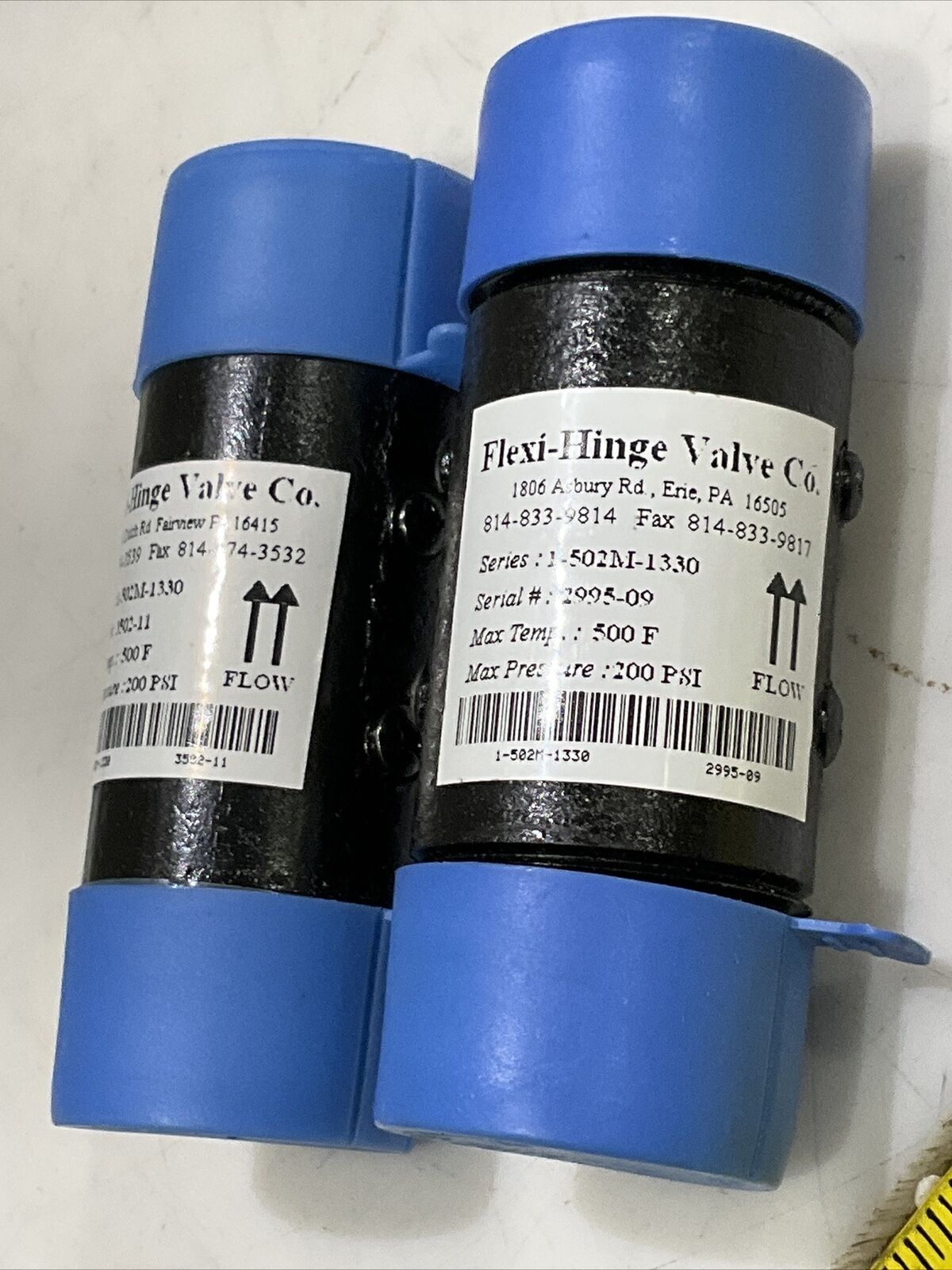 FLEXI-HINGE VALVE 1-502M-1330 CHECK VALVE 1502M1330 LOT OF 2