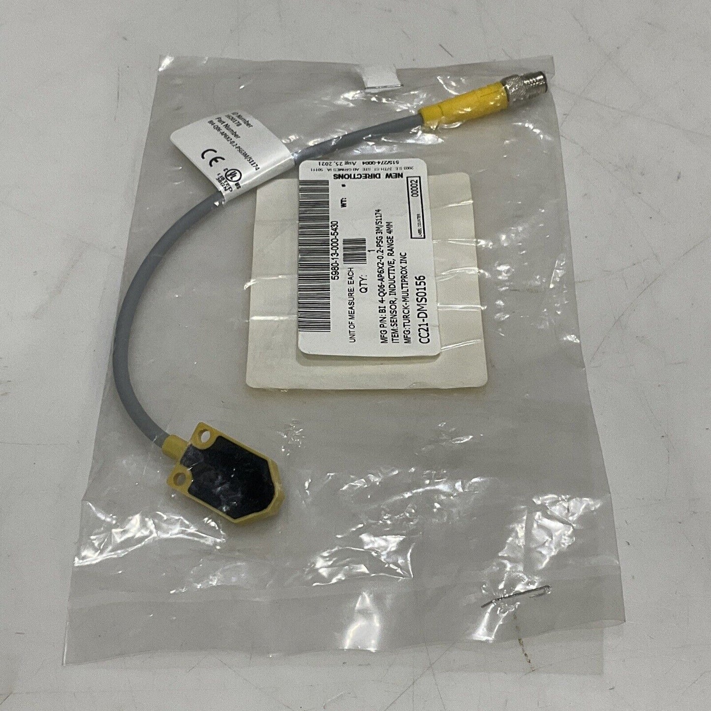 TURCK MULTIPROX BI4-Q06-AP6X2 INDUCTIVE SENSOR 4MM 0.2-PSG 3M S1174 200MA 30 U3S