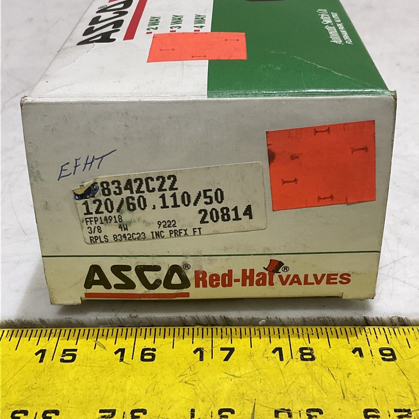 ASCO EFHT 8342C22 RED HAT SOLENOID VALVE 3/8” 120/60 110/50 373